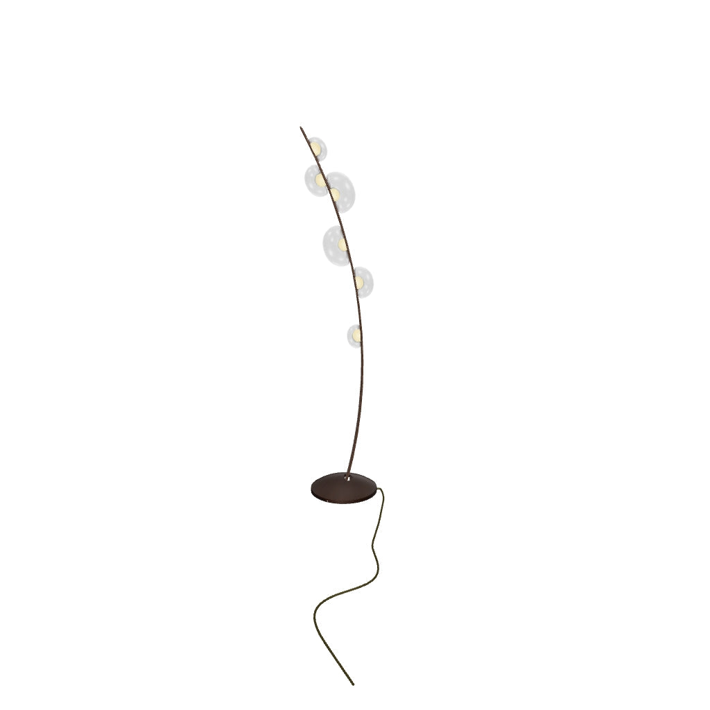 Labranda 6 Honey Glass Brown Leather Floor Lamp