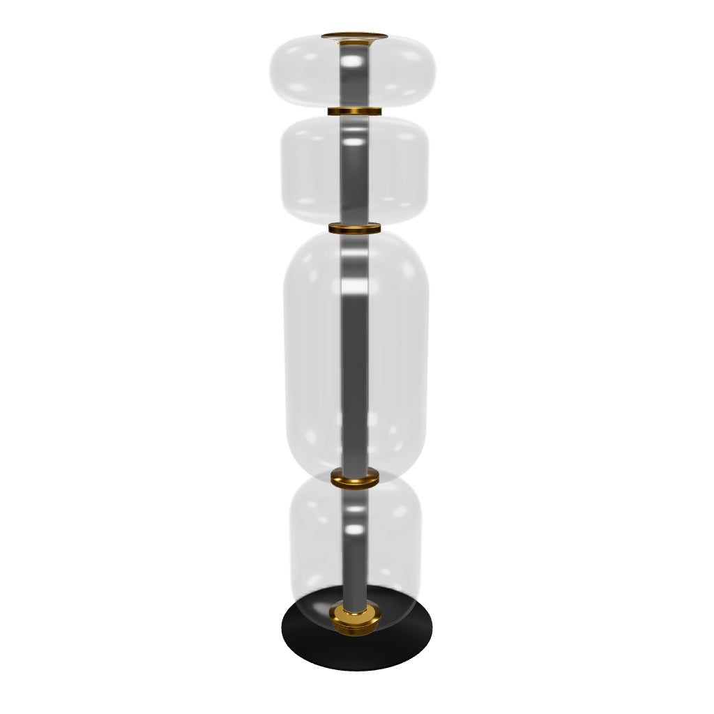 Seul Four Smoked Glass Brushed Brass Marble Floor Lamp