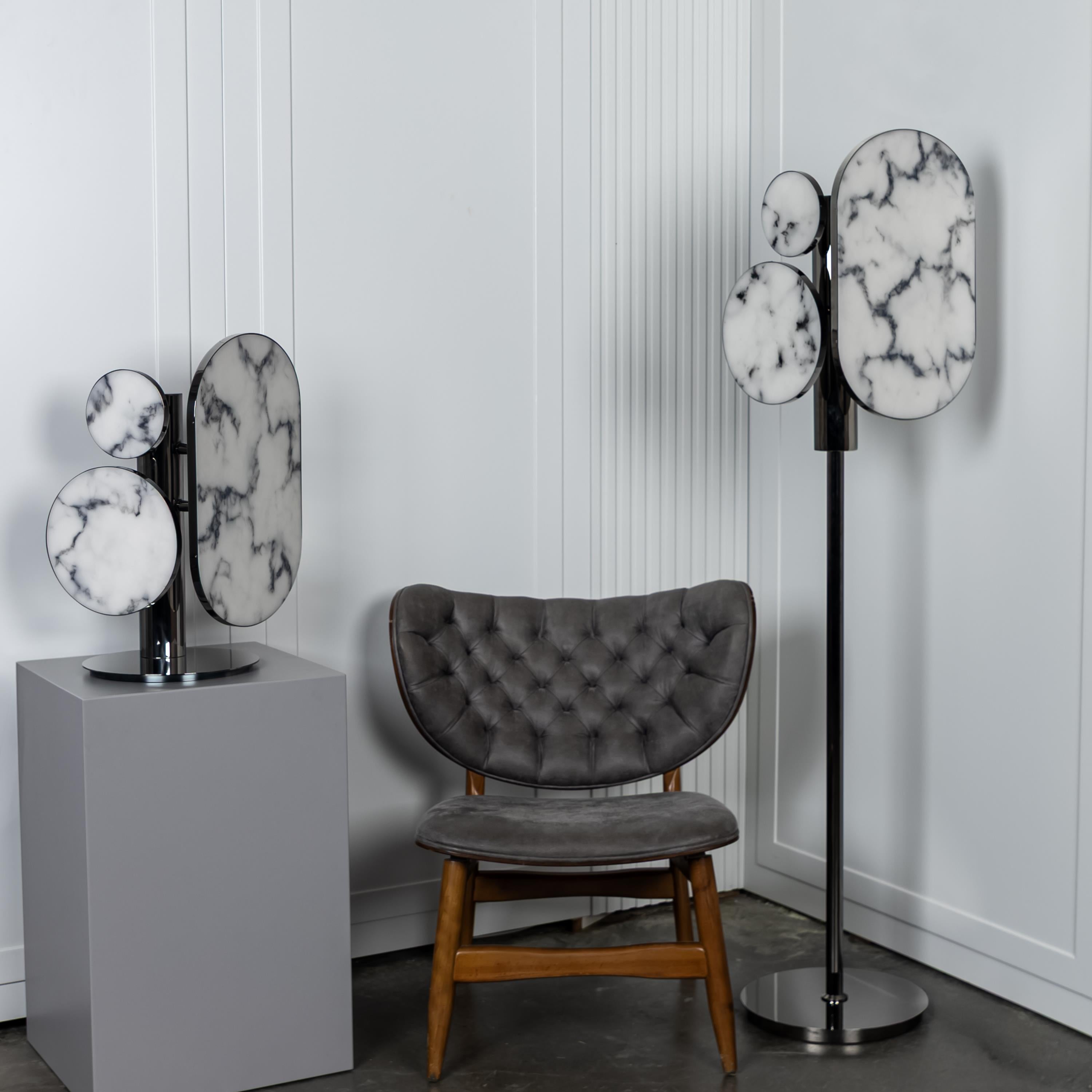 Regina Platinum Marble Floor Lamp | Modern Decorative Lighting For Homes & Hotels - Heka Lighting & Trading Limited