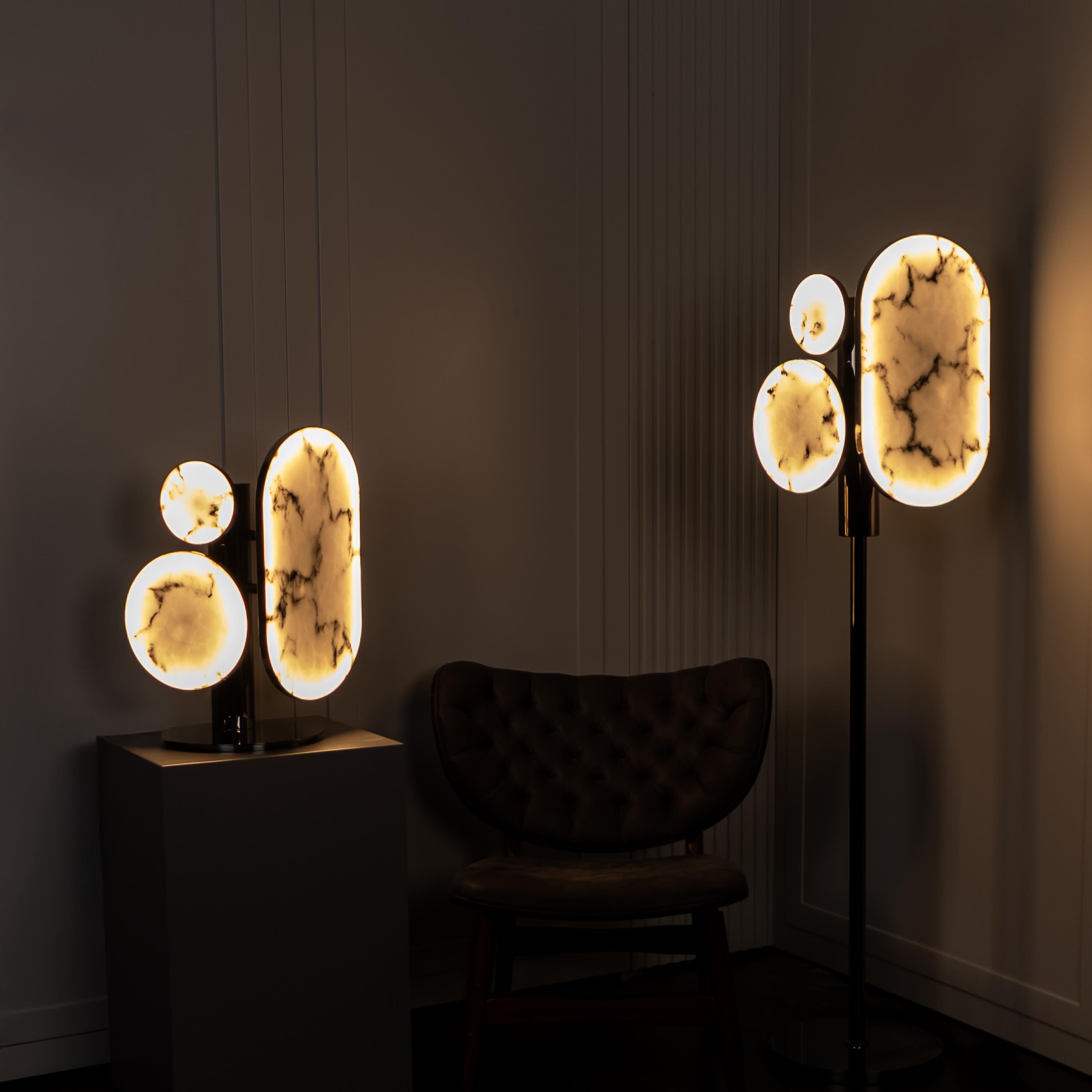 Regina Platinum Marble Floor Lamp | Modern Decorative Lighting For Homes & Hotels - Heka Lighting & Trading Limited