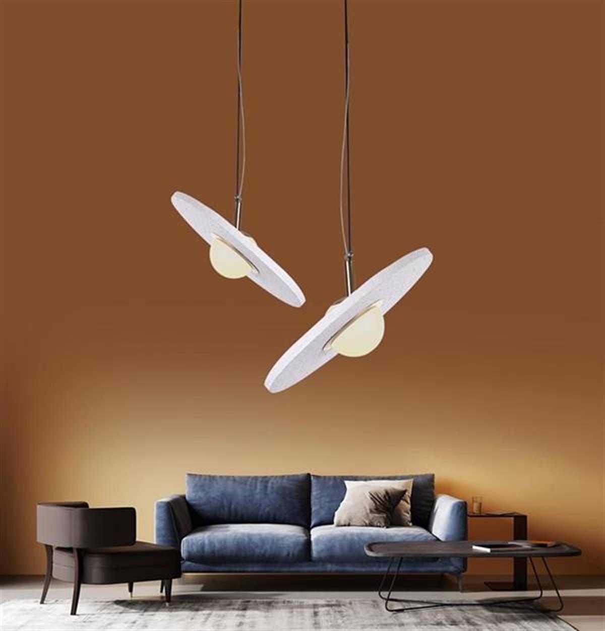 Şalık Antique White Concrete Led Pendant Light 25 Cm - Heka Lighting & Trading Limited