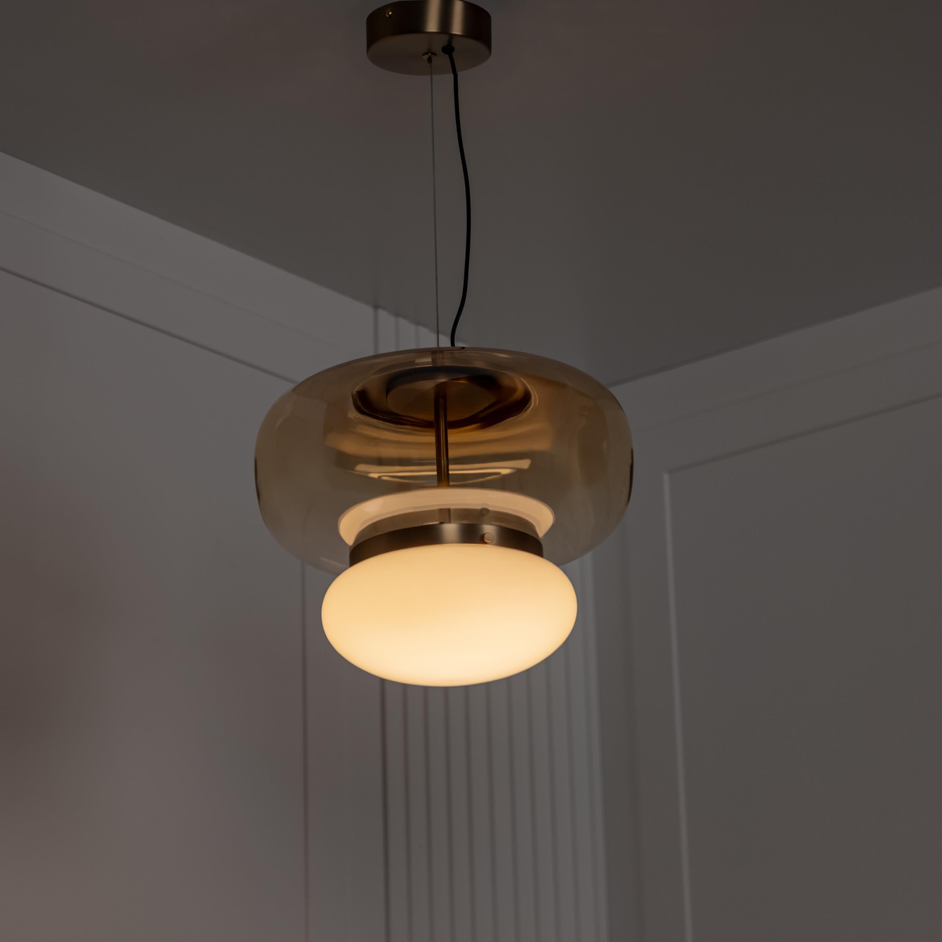 Salvador Honey & White Glass Antique Pendant Light 27 Cm - Heka Lighting & Trading Limited