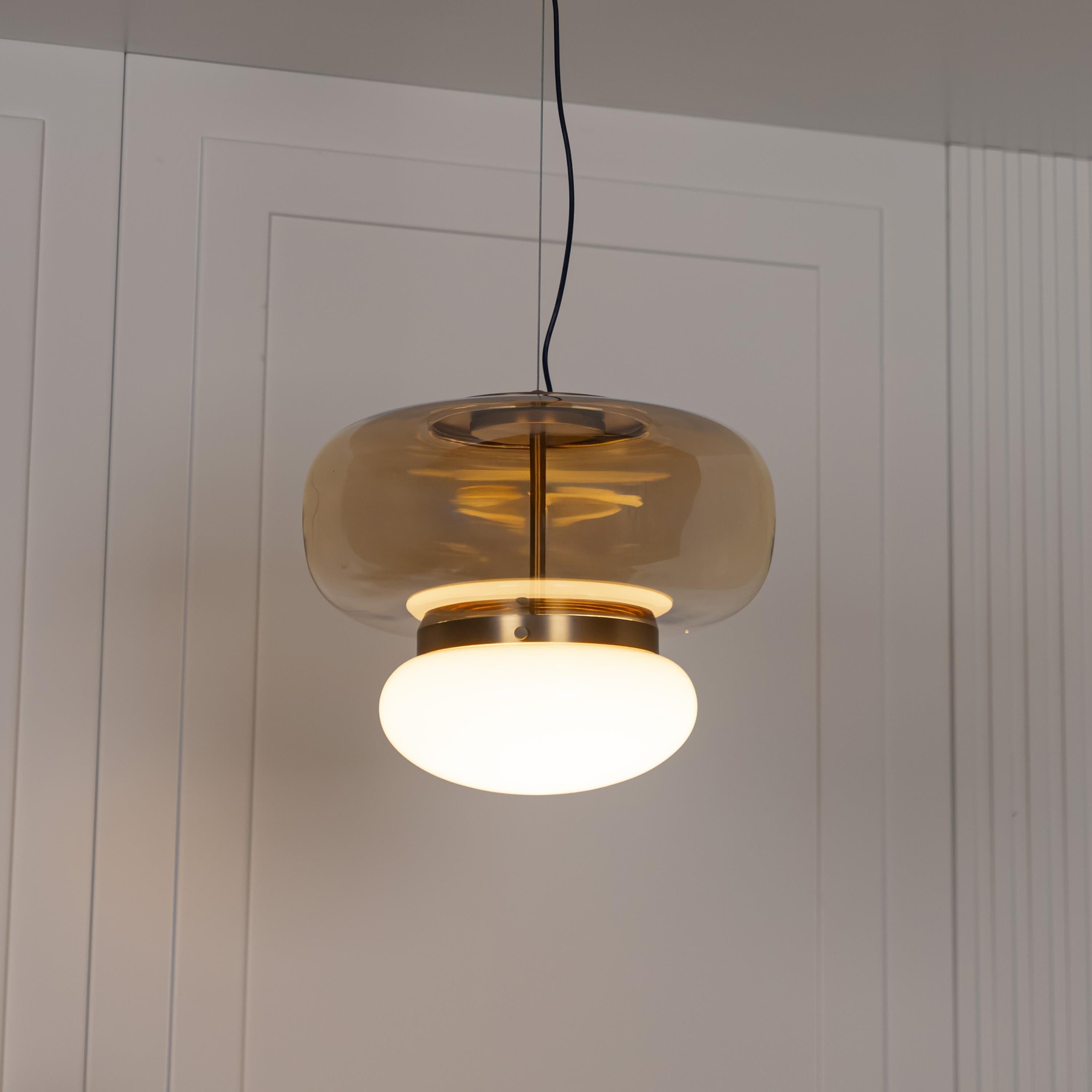 Salvador Honey & White Glass Antique Pendant Light 27 Cm - Heka Lighting & Trading Limited