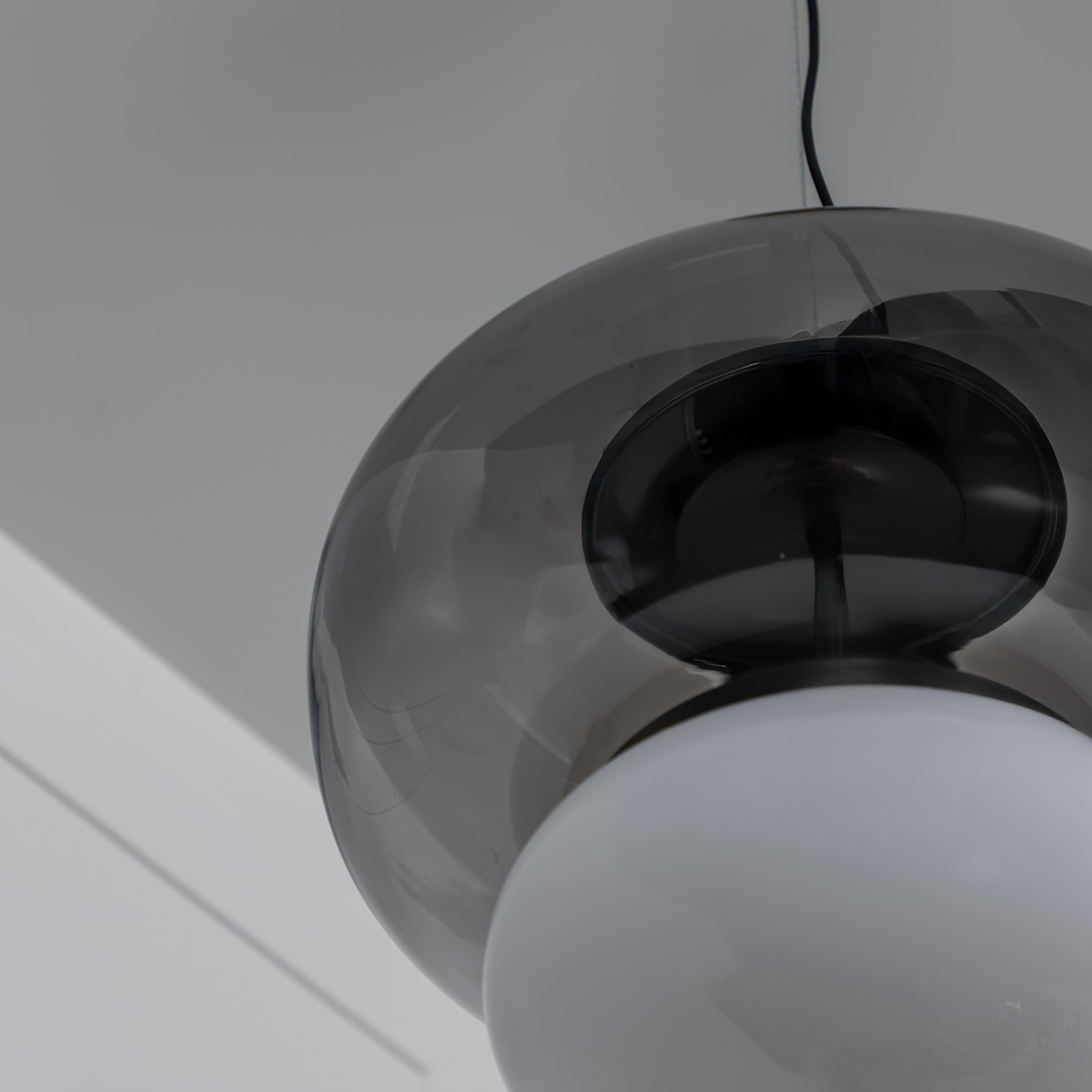 Salvador Smoked & White Glass Antique Pendant Light 27 Cm - Heka Lighting & Trading Limited