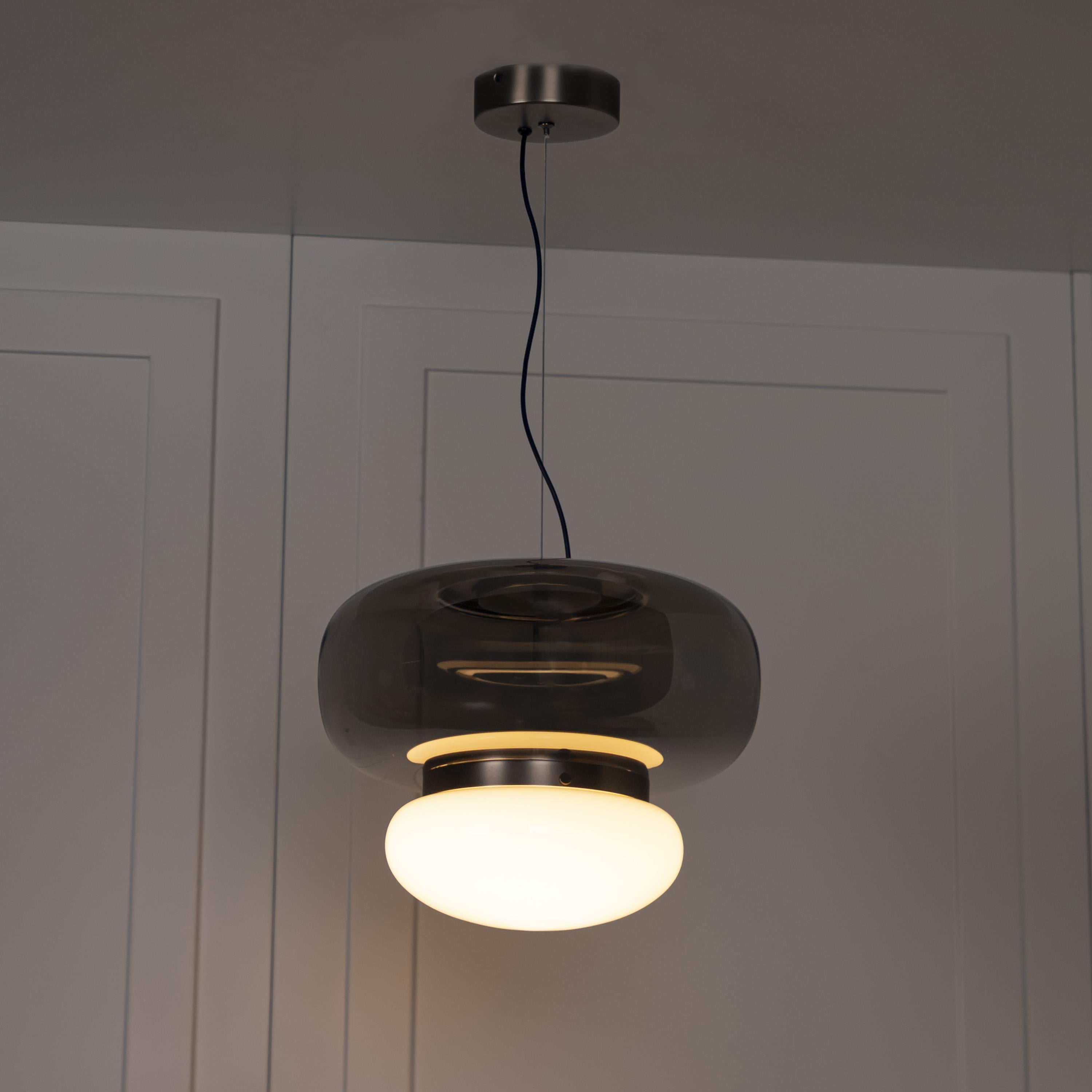 Salvador Smoked & White Glass Antique Pendant Light 27 Cm - Heka Lighting & Trading Limited