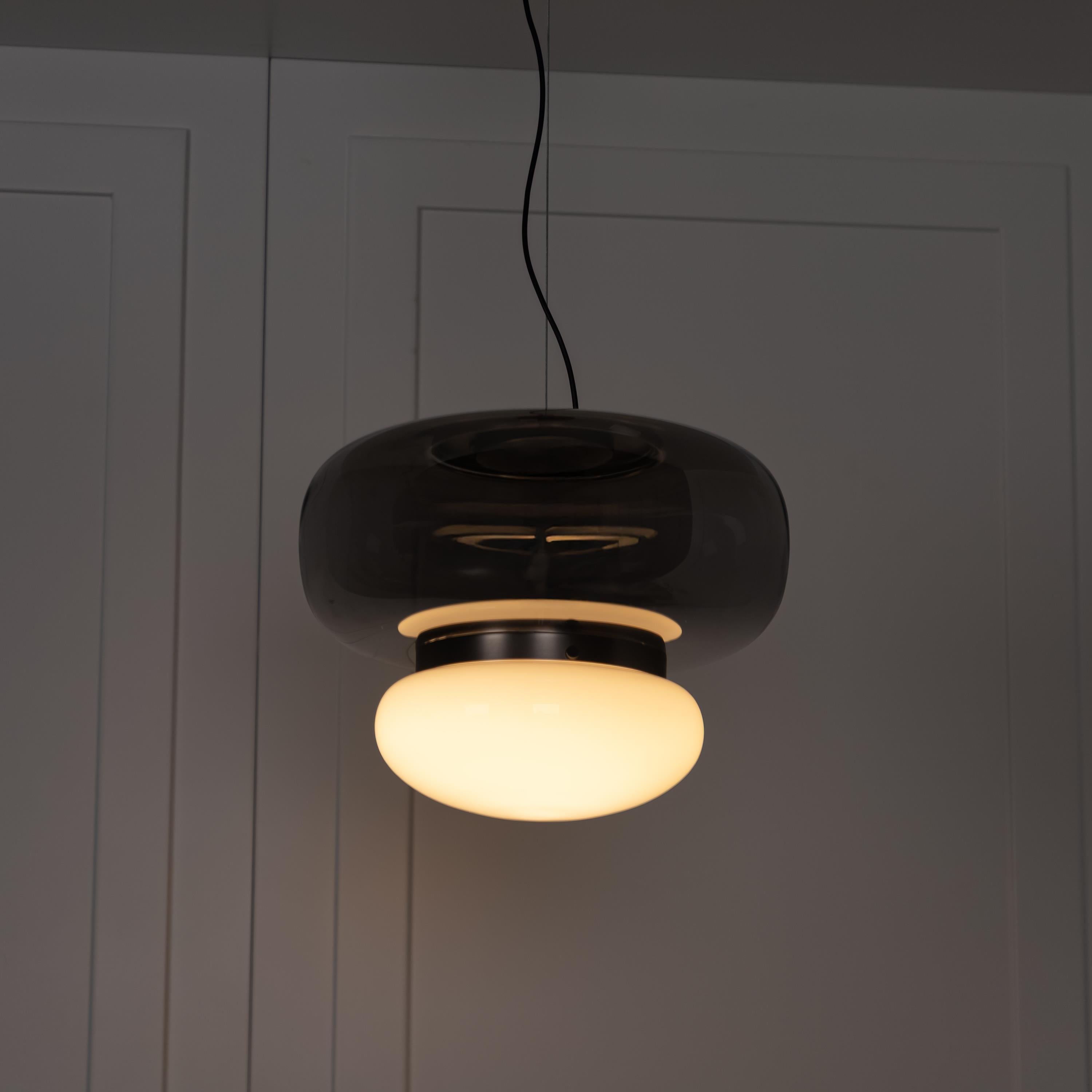 Salvador Smoked & White Glass Antique Pendant Light 27 Cm - Heka Lighting & Trading Limited