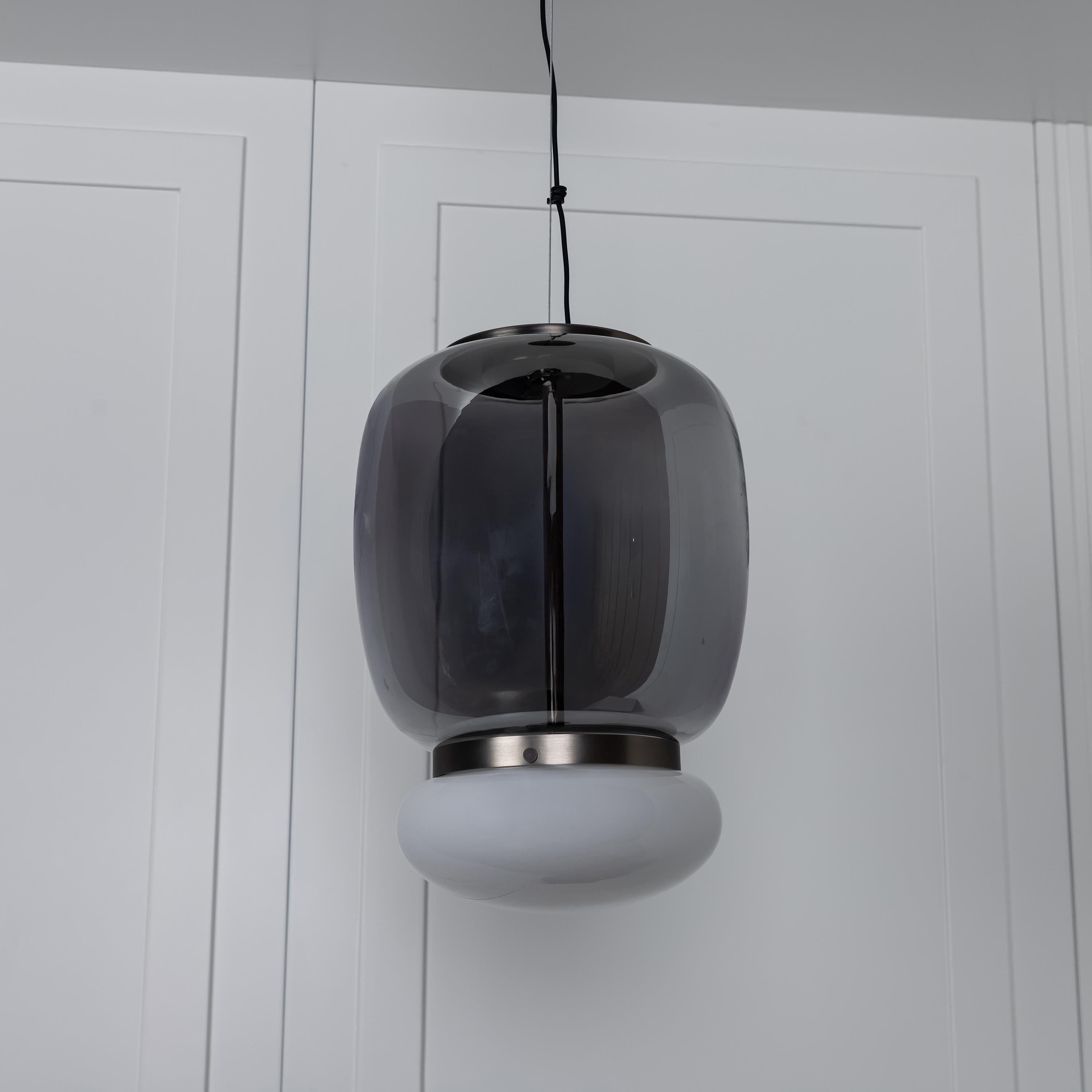 Salvador Smoked & White Glass Antique Pendant Light 40 Cm - Heka Lighting & Trading Limited