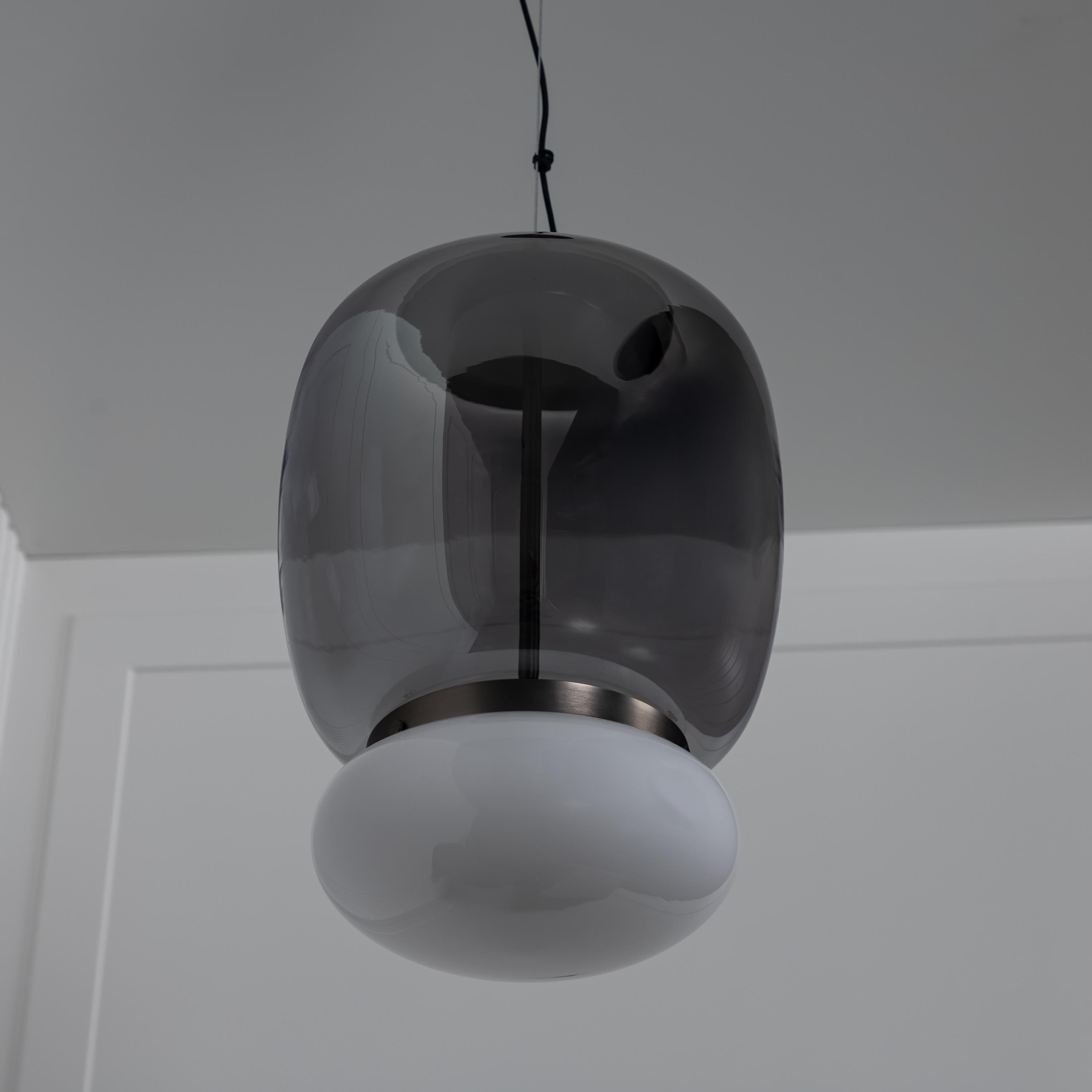 Salvador Smoked & White Glass Antique Pendant Light 40 Cm - Heka Lighting & Trading Limited