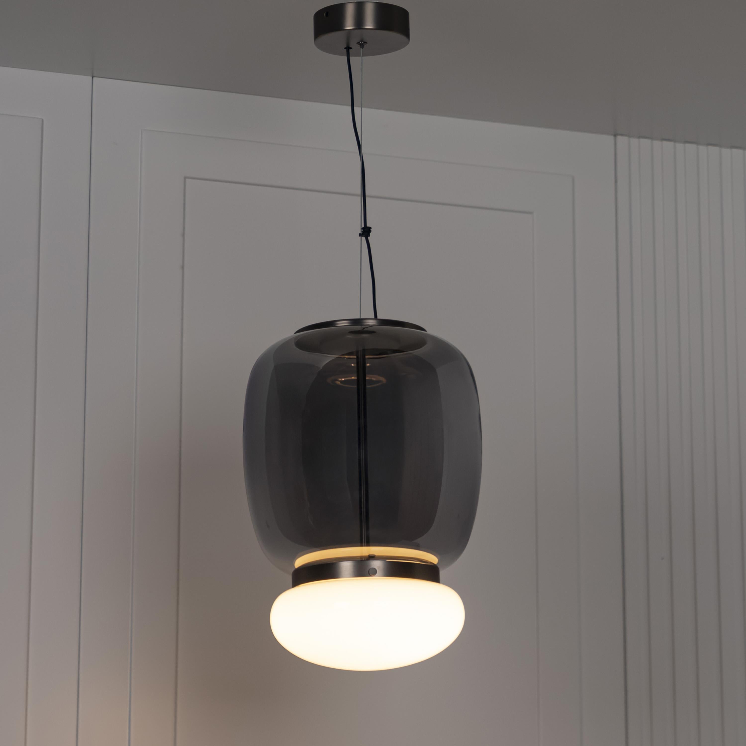 Salvador Smoked & White Glass Antique Pendant Light 40 Cm - Heka Lighting & Trading Limited