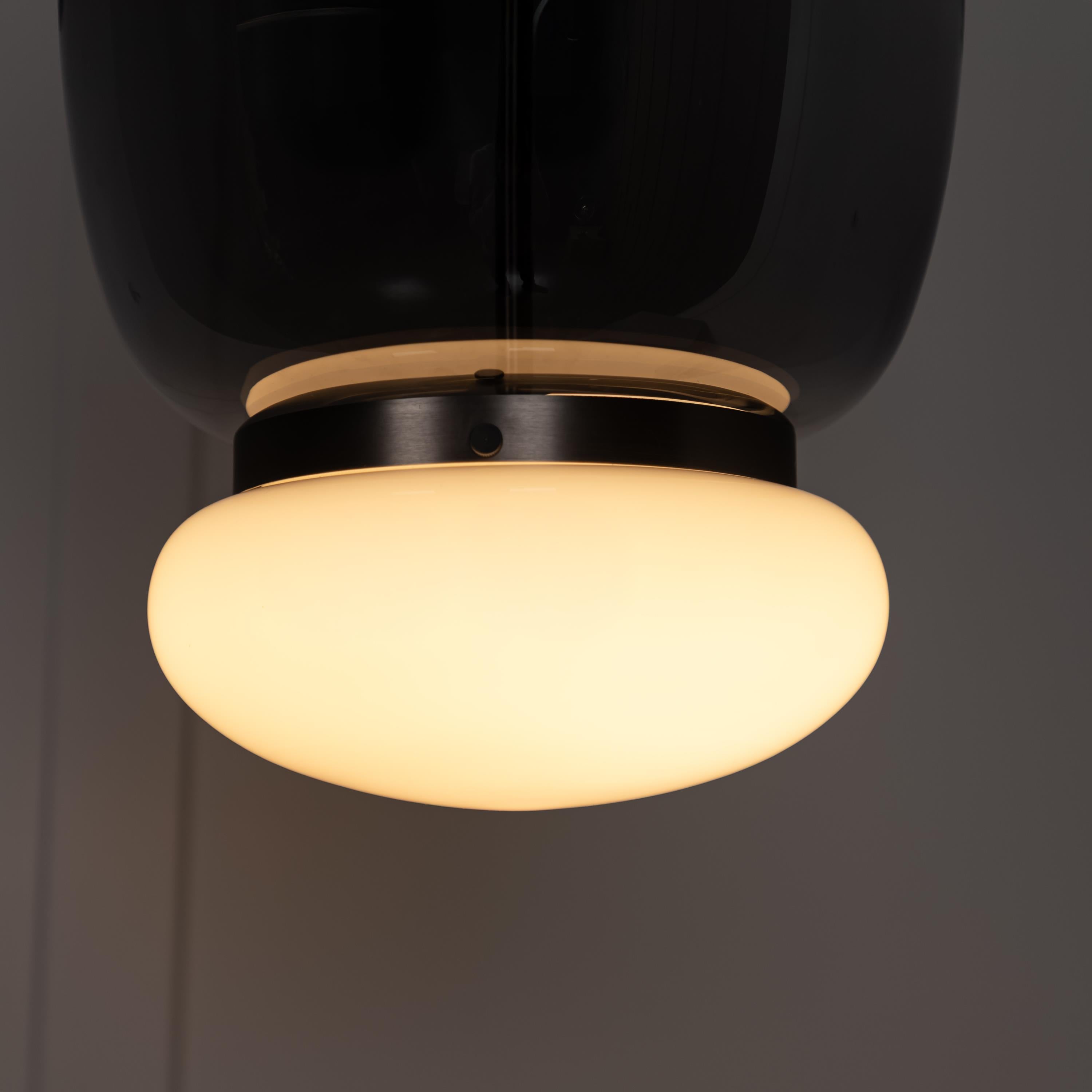 Salvador Smoked & White Glass Antique Pendant Light 40 Cm - Heka Lighting & Trading Limited