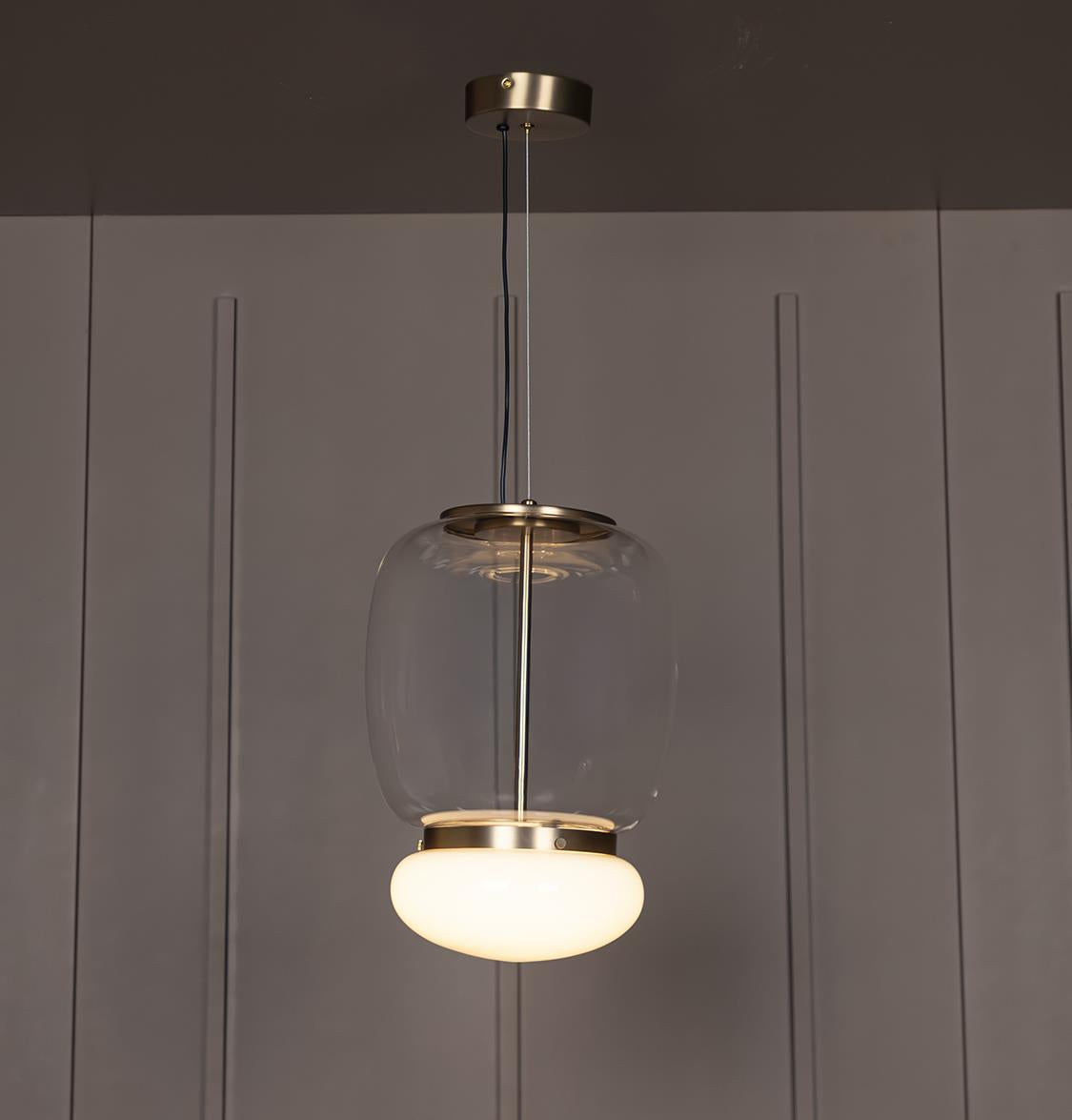 Salvador Transparent & White Glass Antique Pendant Light 40 Cm - Heka Lighting & Trading Limited