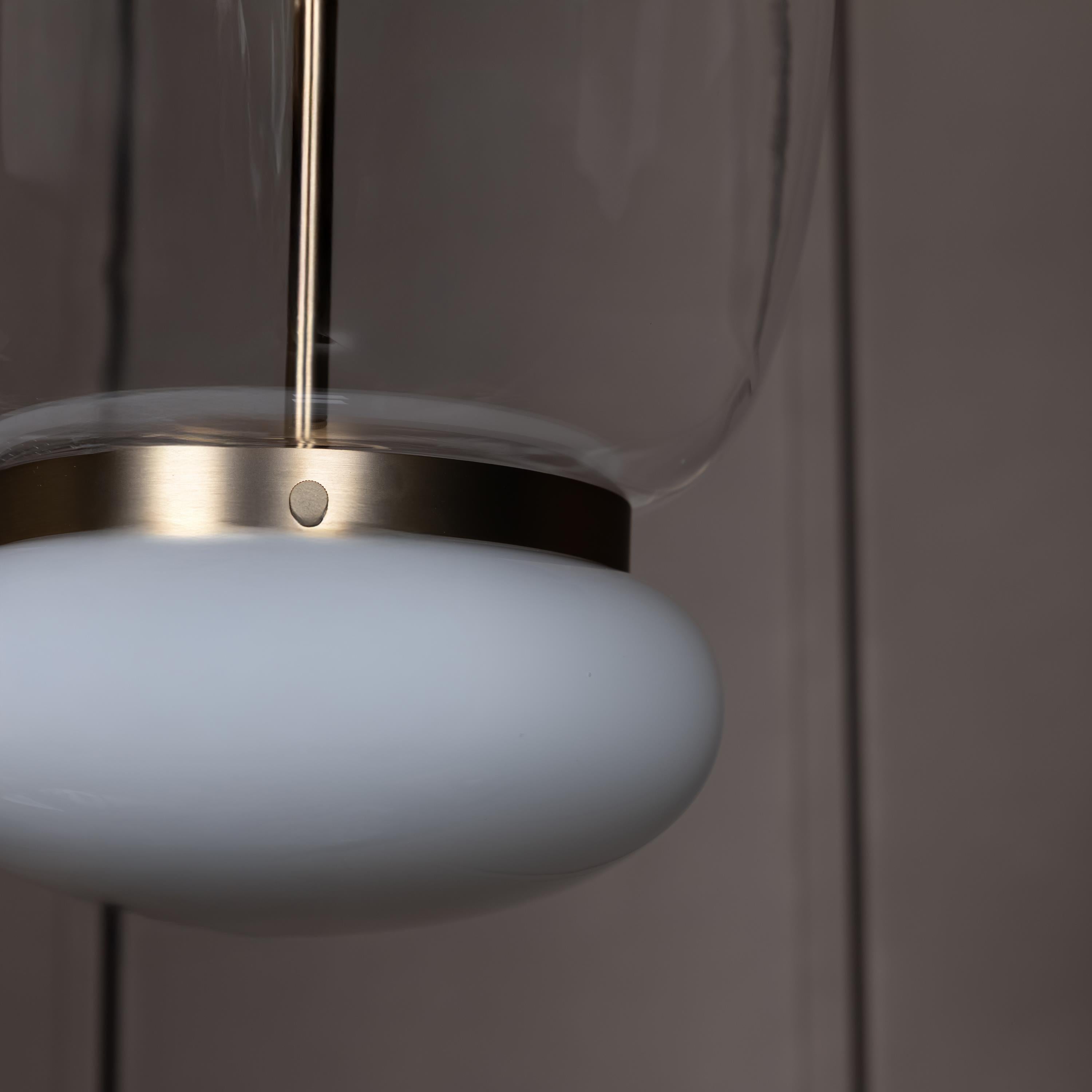 Salvador Transparent & White Glass Antique Pendant Light 40 Cm - Heka Lighting & Trading Limited