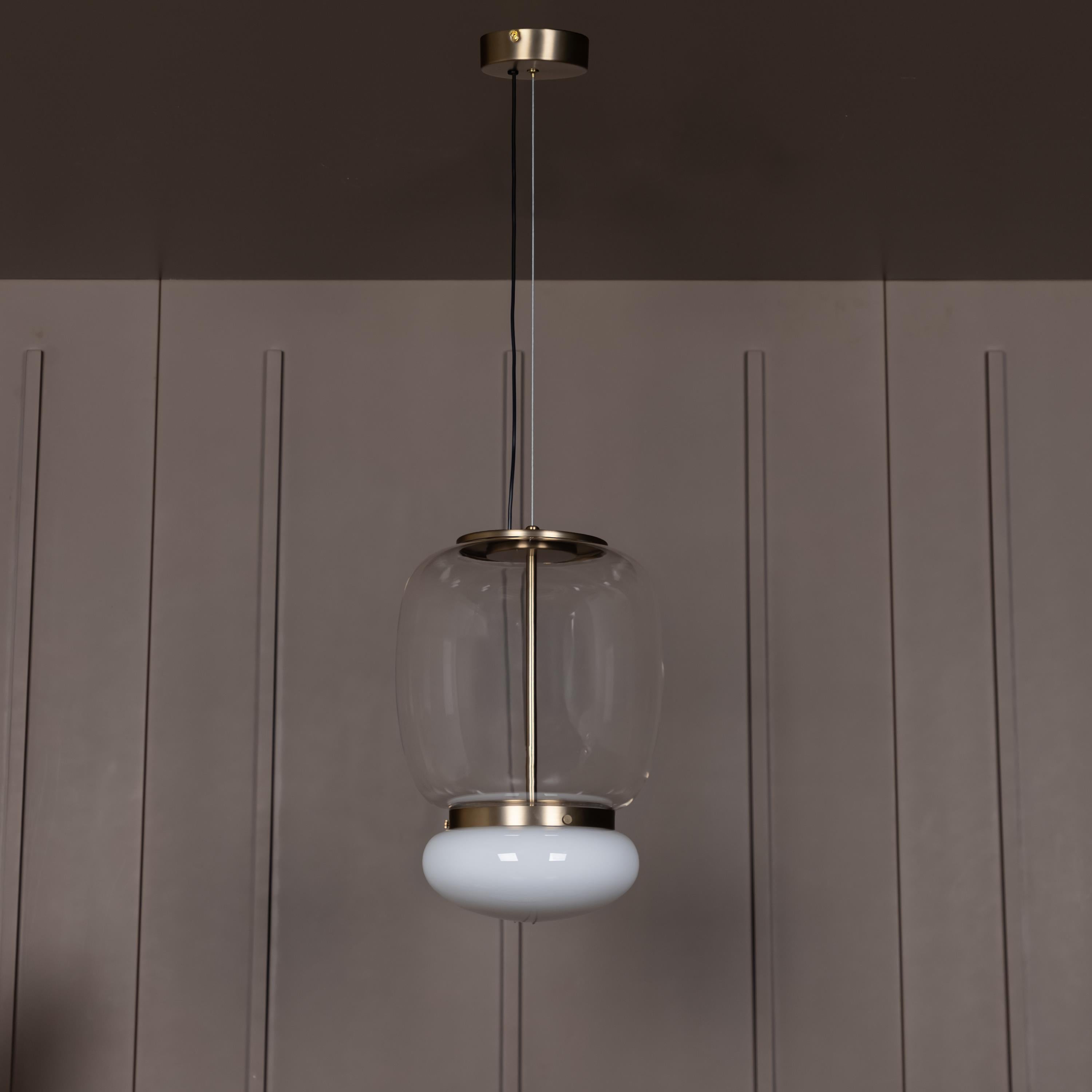 Salvador Transparent & White Glass Antique Pendant Light 40 Cm - Heka Lighting & Trading Limited