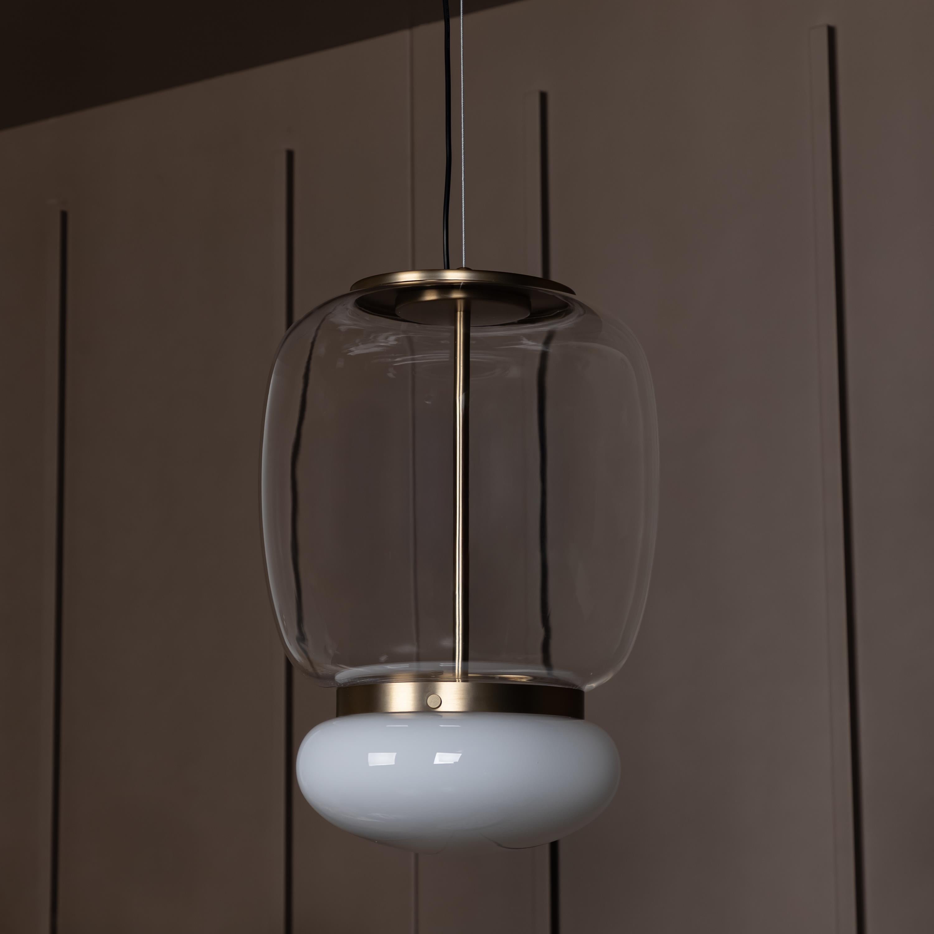 Salvador Transparent & White Glass Antique Pendant Light 40 Cm - Heka Lighting & Trading Limited