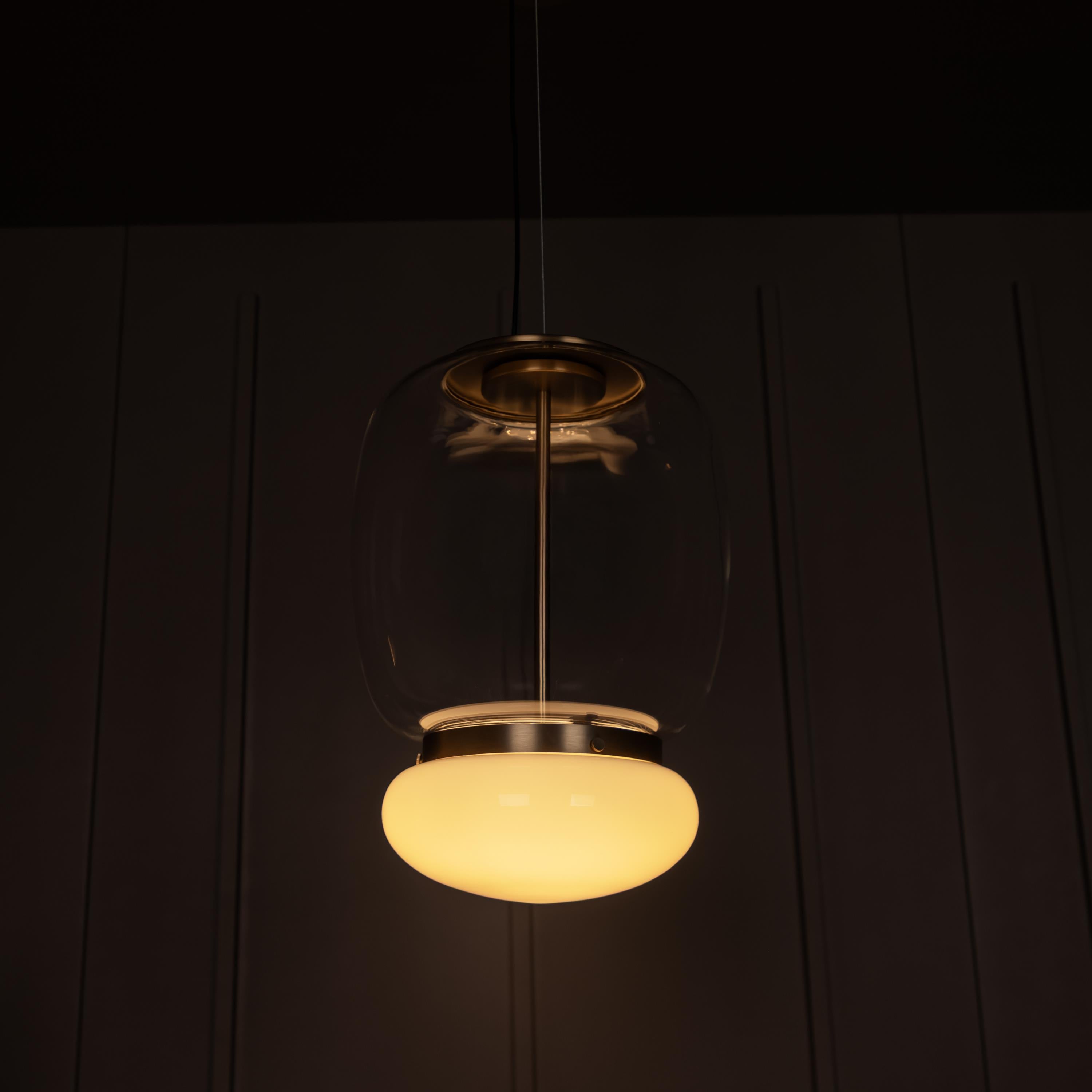 Salvador Transparent & White Glass Antique Pendant Light 40 Cm - Heka Lighting & Trading Limited