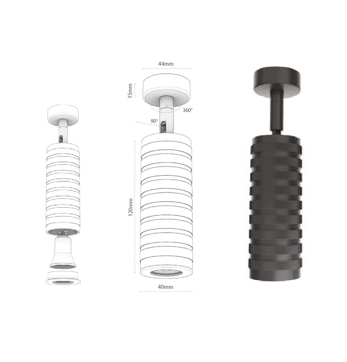 Selina Black Serrated Spot 4X12 Cm - Heka Lighting & Trading Limited