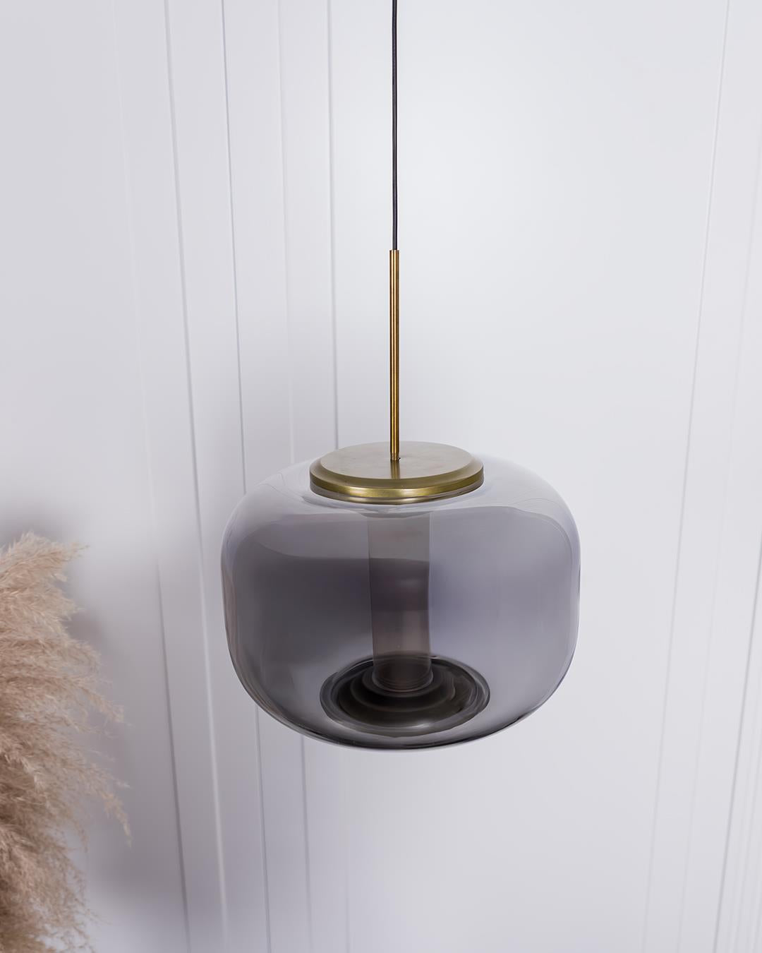 Seul Smoked Glass White Marble Antique Pendant Light 23 Cm - Heka Lighting & Trading Limited