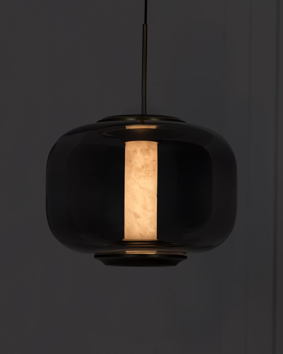 Seul Smoked Glass White Marble Antique Pendant Light 23 Cm - Heka Lighting & Trading Limited