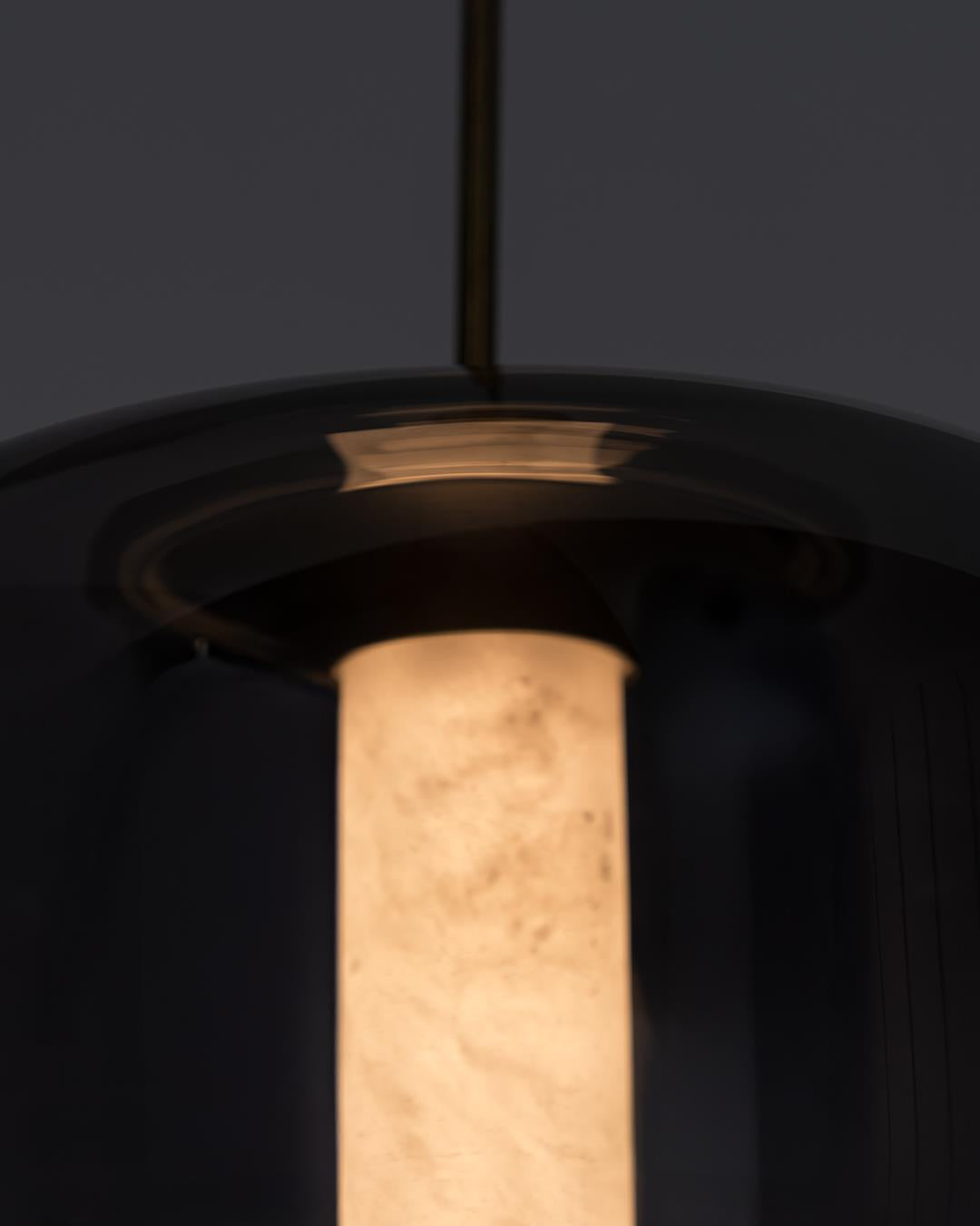 Seul Smoked Glass White Marble Antique Pendant Light 23 Cm - Heka Lighting & Trading Limited