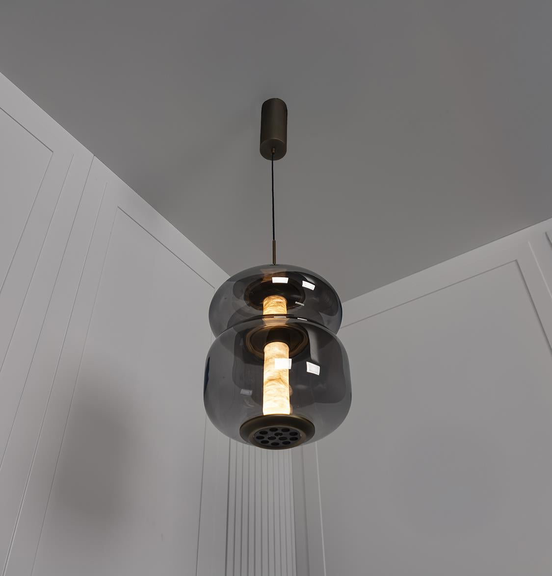 Seul Double Smoked Glass White Marble Antique Pendant Light - Heka Lighting & Trading Limited