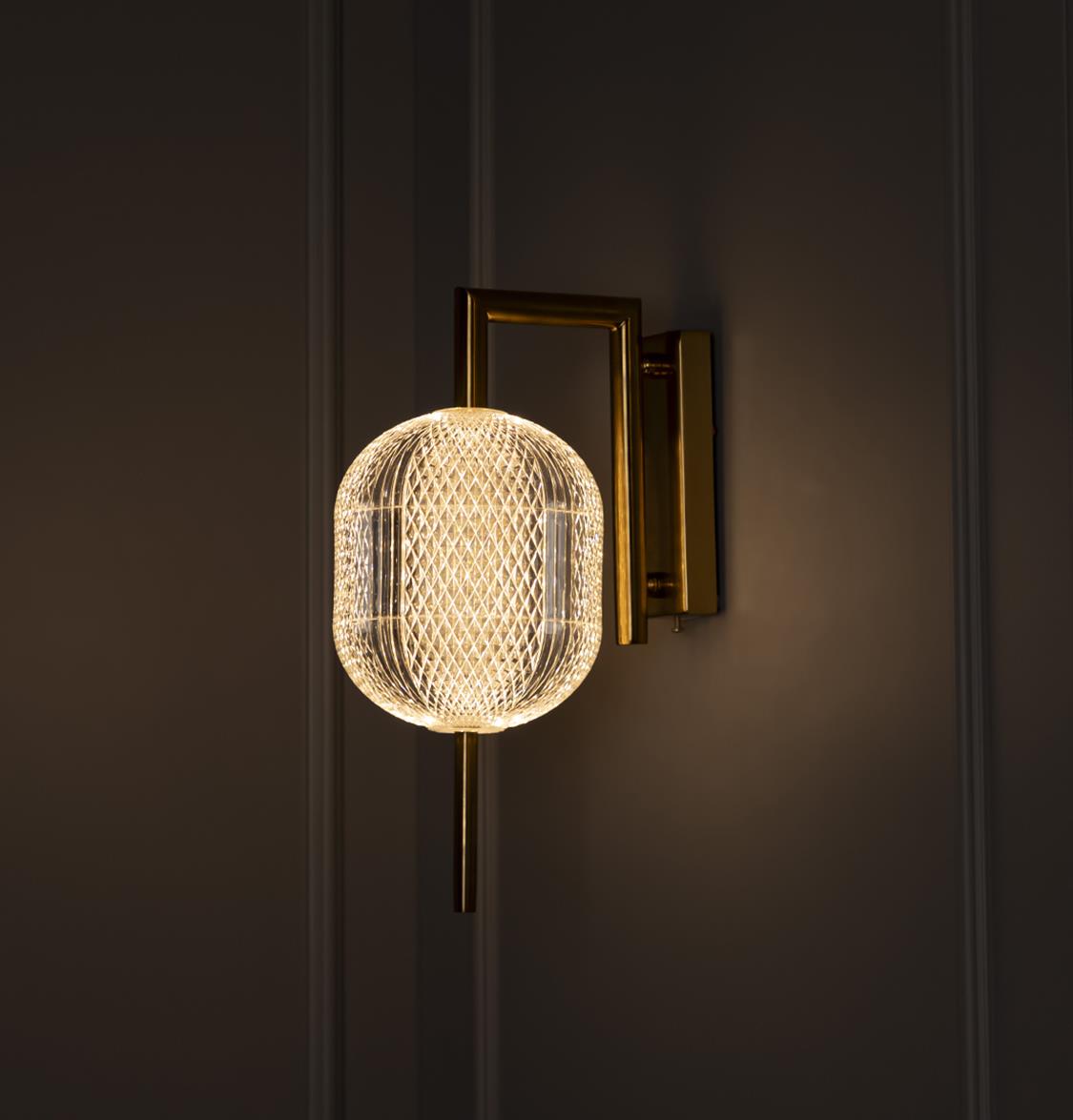 Sofia Single Acrylic Antique Wall Sconce 34 Cm - Heka Lighting & Trading Limited