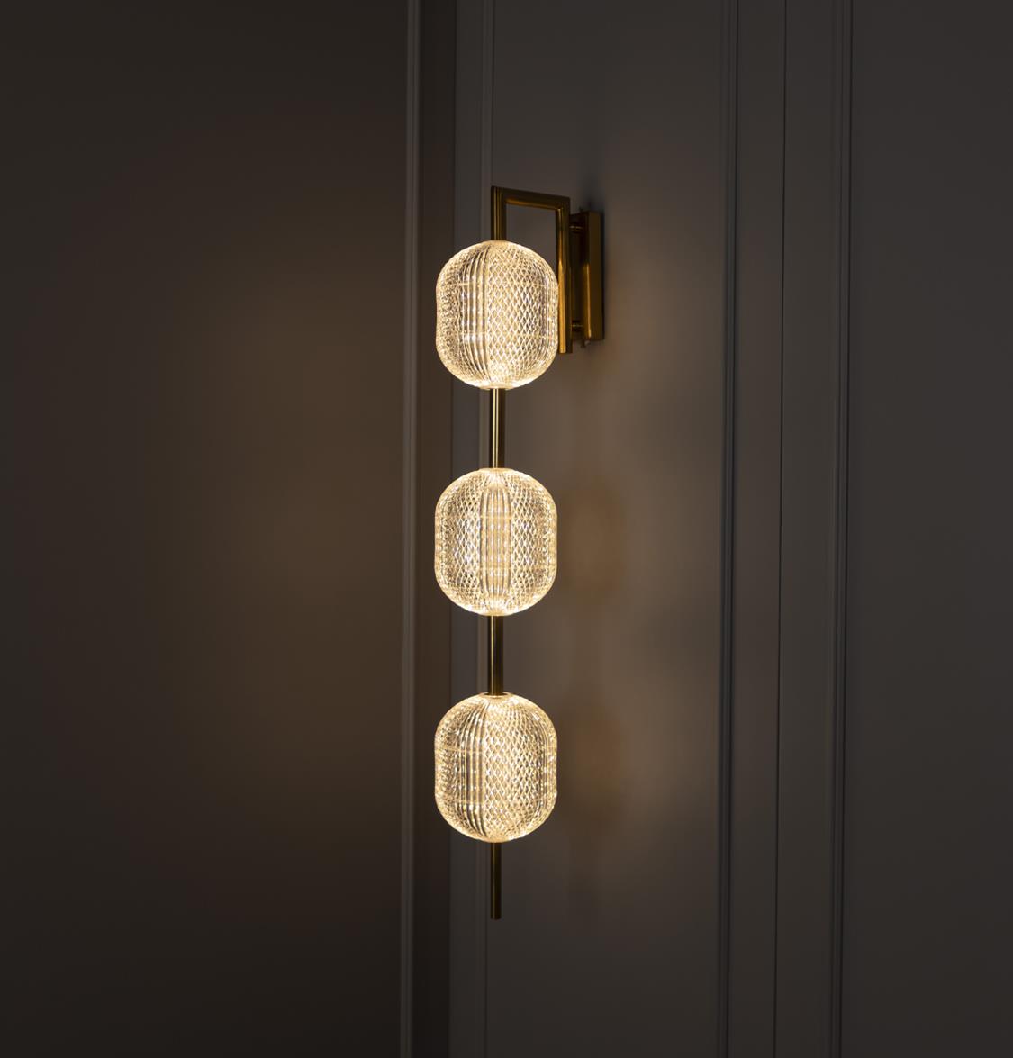 Sofia Triple Acrylic Antique Wall Sconce 90 Cm - Heka Lighting & Trading Limited