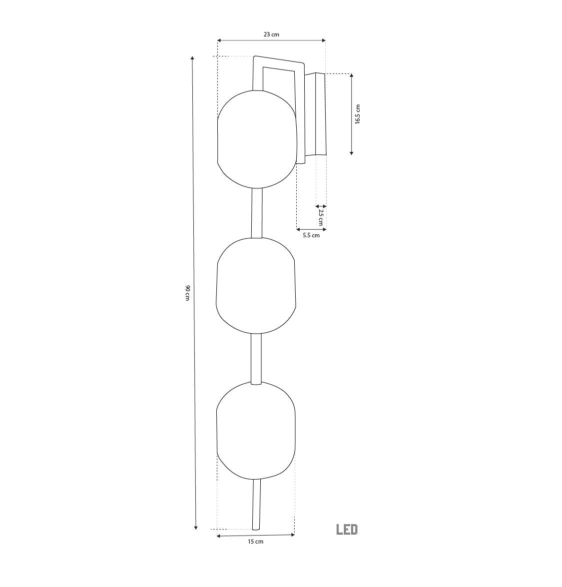 Sofia Triple Acrylic Antique Wall Sconce 90 Cm - Heka Lighting & Trading Limited