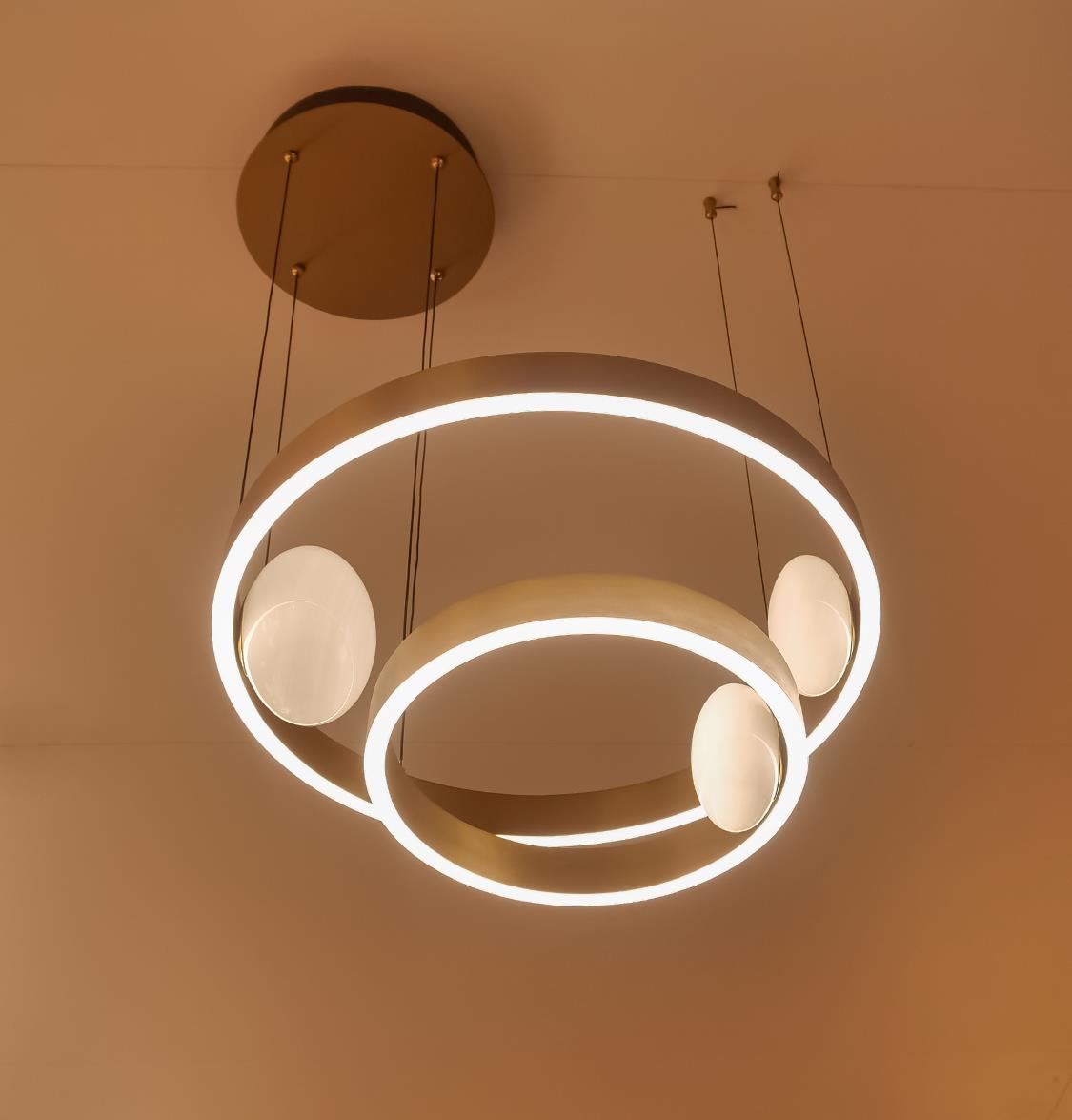 Stockholm Gold Stainless White Acrylic Chandelier 55Cm - Heka Lighting & Trading Limited