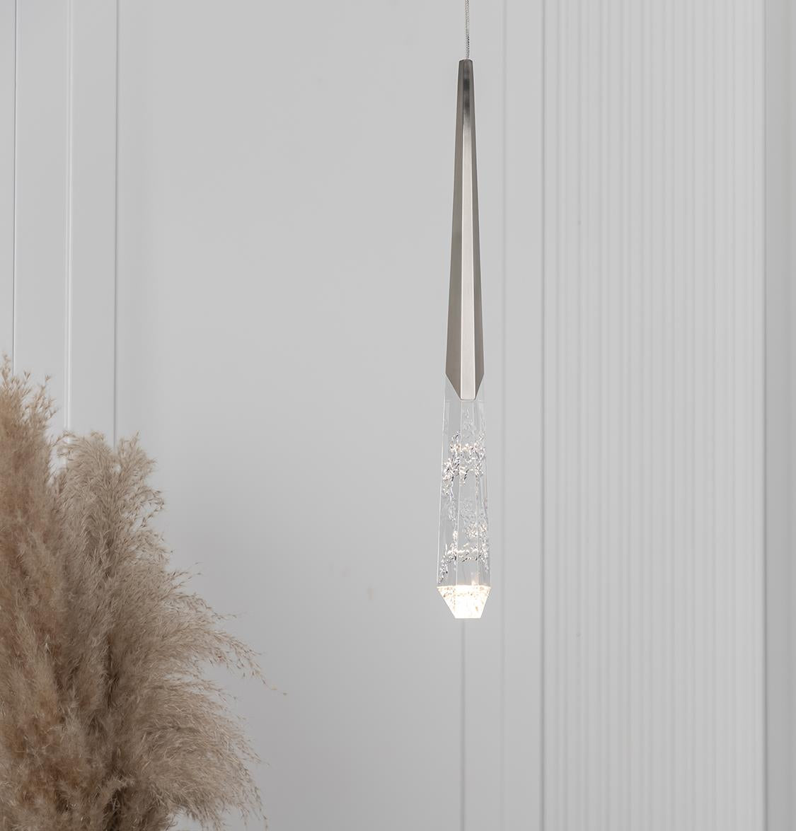 Surinam Crystal Acrylic Nickel Single Pendant Light - Heka Lighting & Trading Limited