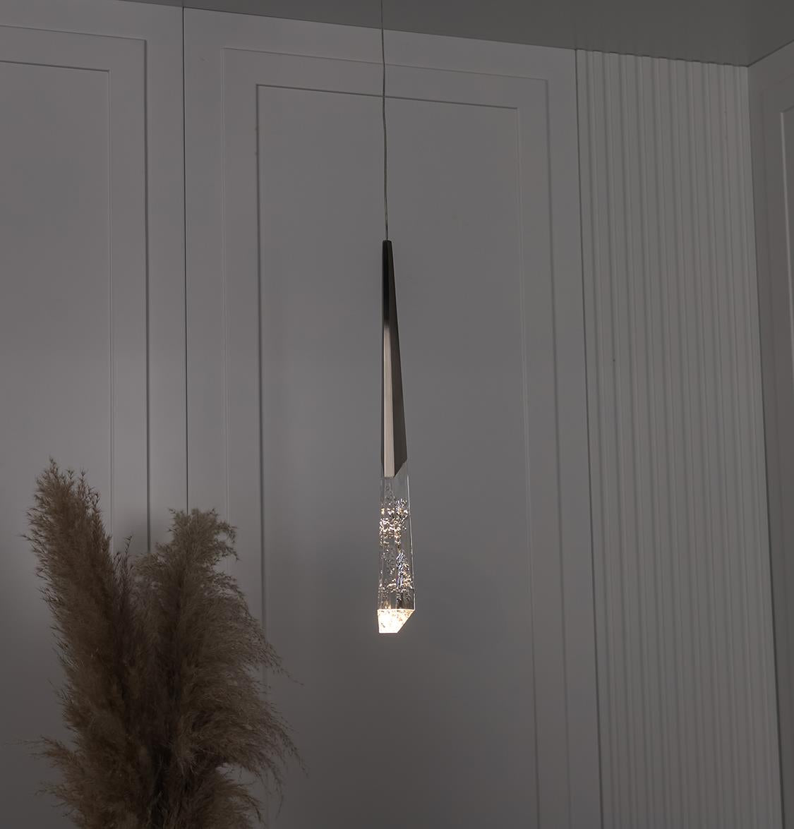 Surinam Crystal Acrylic Nickel Single Pendant Light - Heka Lighting & Trading Limited