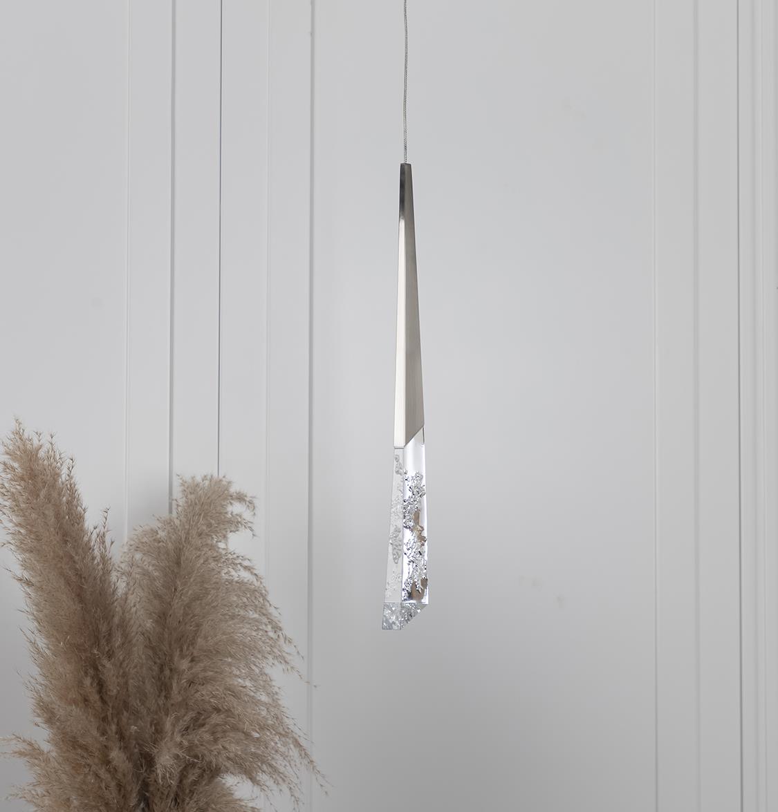 Surinam Crystal Acrylic Nickel Single Pendant Light - Heka Lighting & Trading Limited