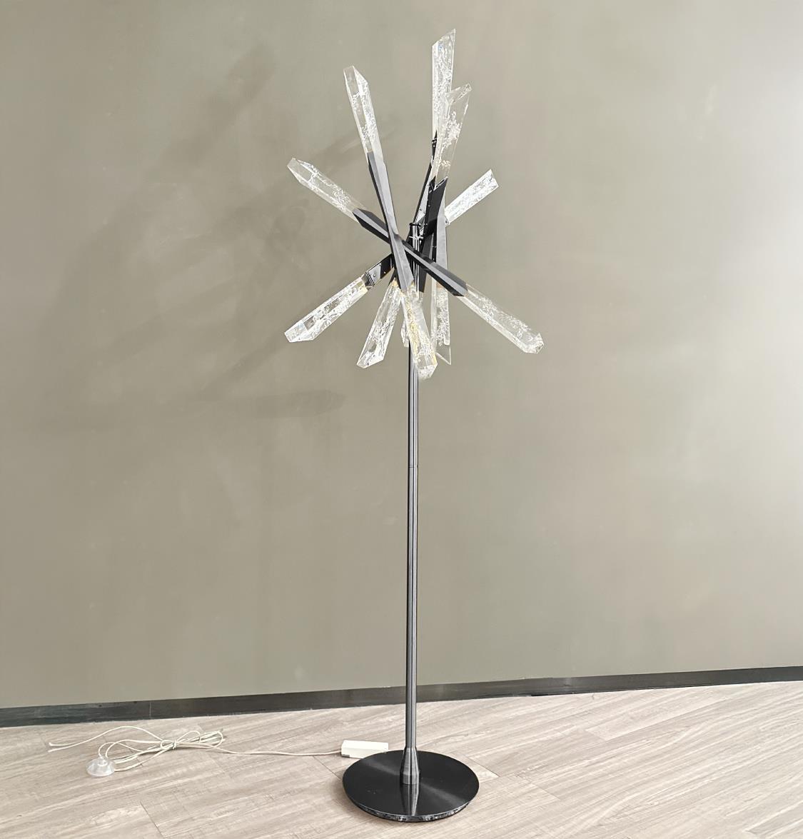 Surinam Crystal Acrylic Nickel Floor Lamp - Heka Lighting & Trading Limited