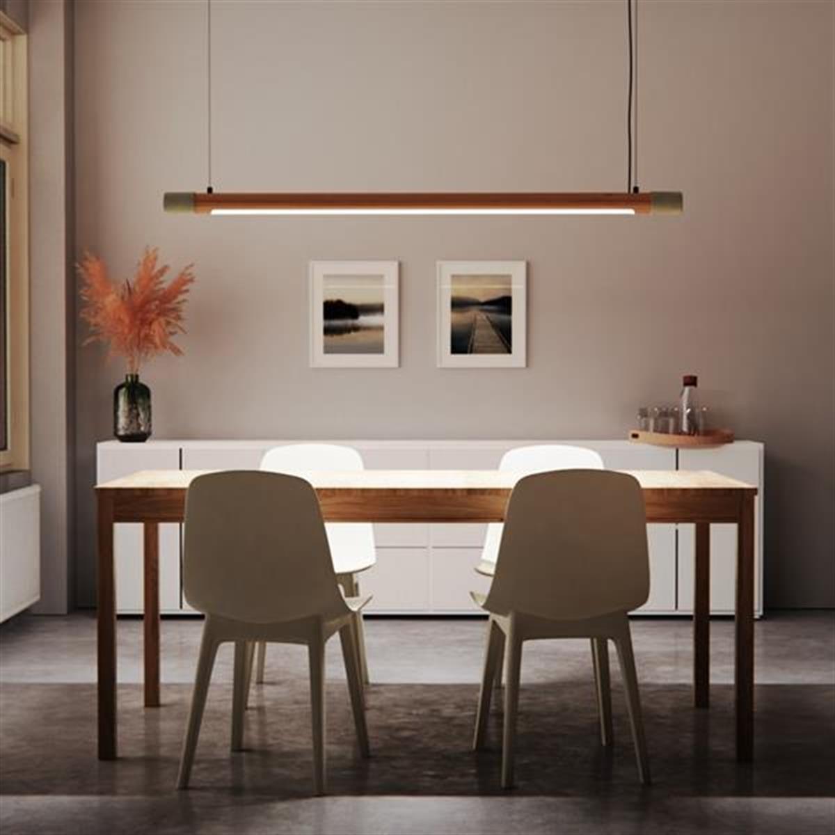 Tochi Linear Wood Concrete Pendant Light Chandelier 150 Cm - Heka Lighting & Trading Limited