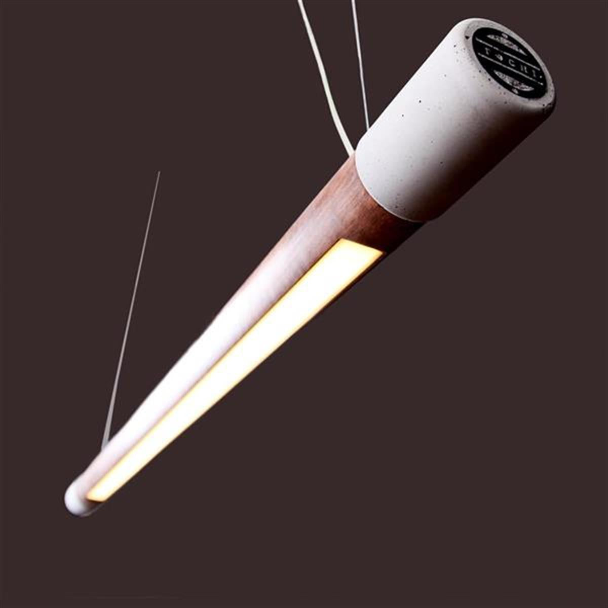 Tochi Linear Wood Concrete Pendant Light Chandelier 150 Cm - Heka Lighting & Trading Limited