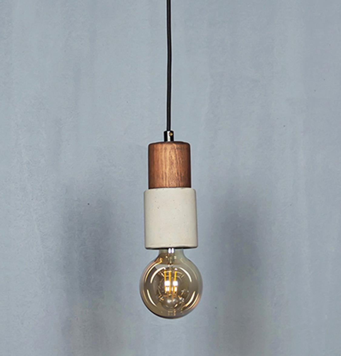 Tochi Mini Wenge Wood Concrete E27 Pendant Light - Heka Lighting & Trading Limited