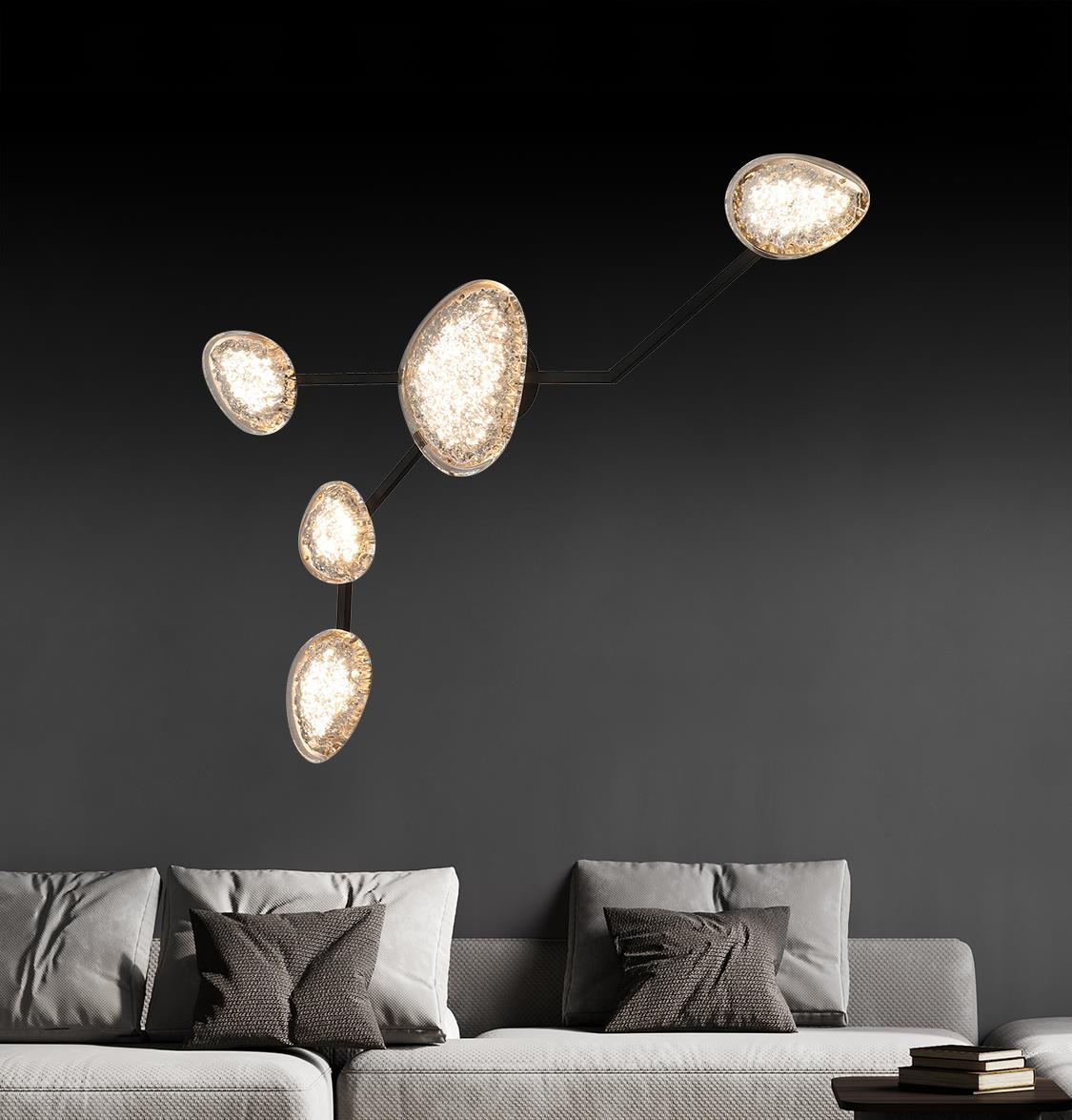 Tomris Beşli Transparent Optical Acrylic Black Led Wall Sconce - Heka Lighting & Trading Limited