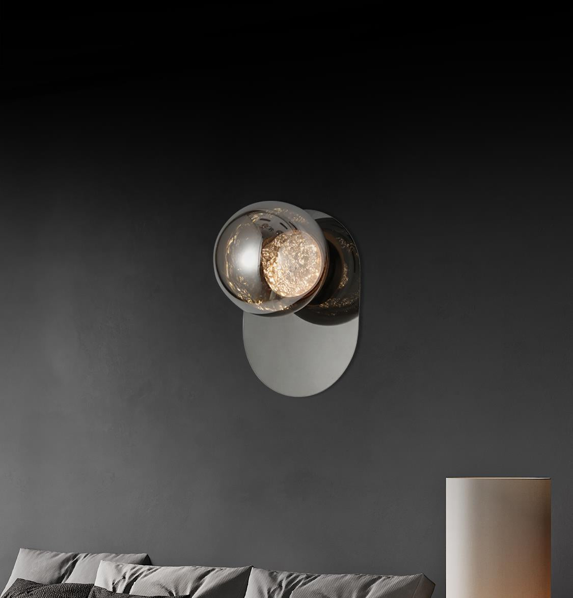 Tomris Smoked Glass Platinum Single Roll Led Wall Sconce - Heka Lighting & Trading Limited