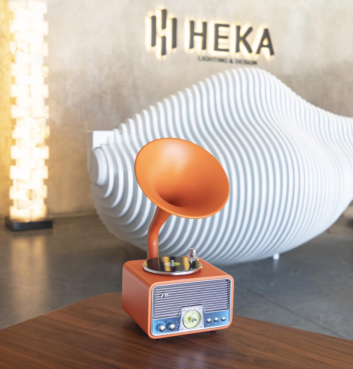 Orange-Chrome Gramophone - Mini Music Player
