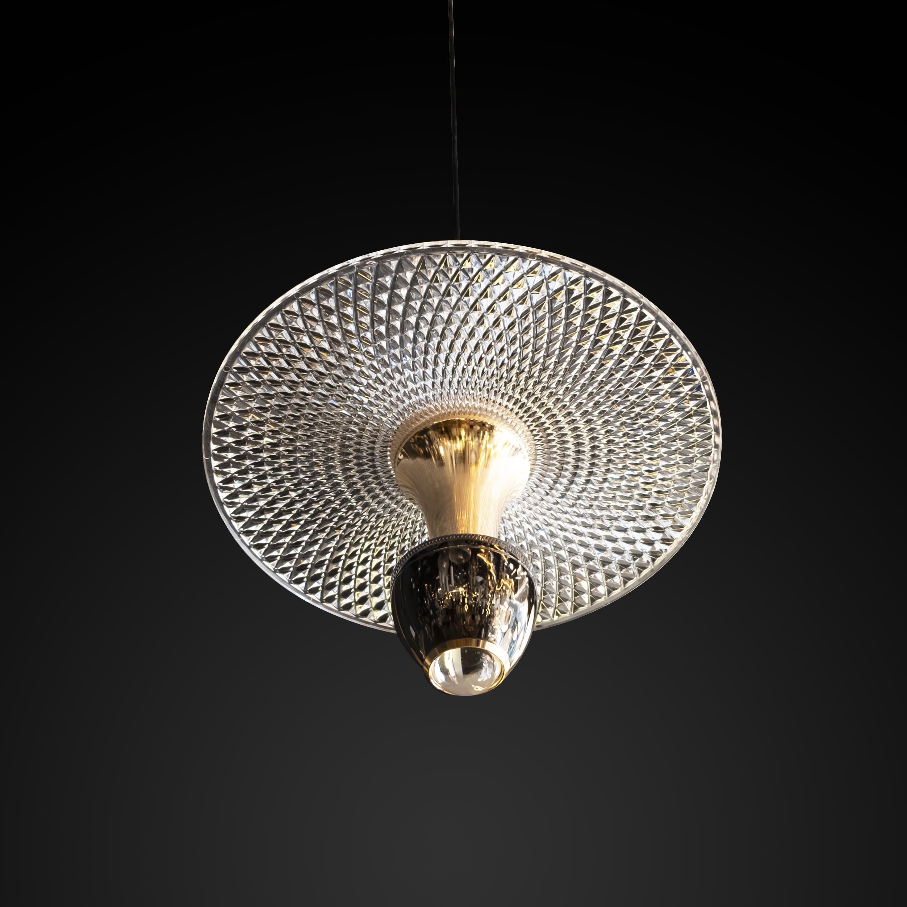 Ulgen Single Platinum Transparent Glass Led Pendant Light Chandelier 35 Cm - Heka Lighting & Trading Limited