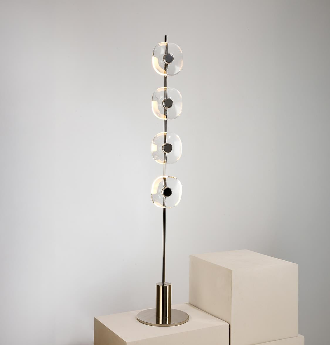 Üsküp 4-Piece Transparent Crystal Chrome Floor Lamp - Heka Lighting & Trading Limited