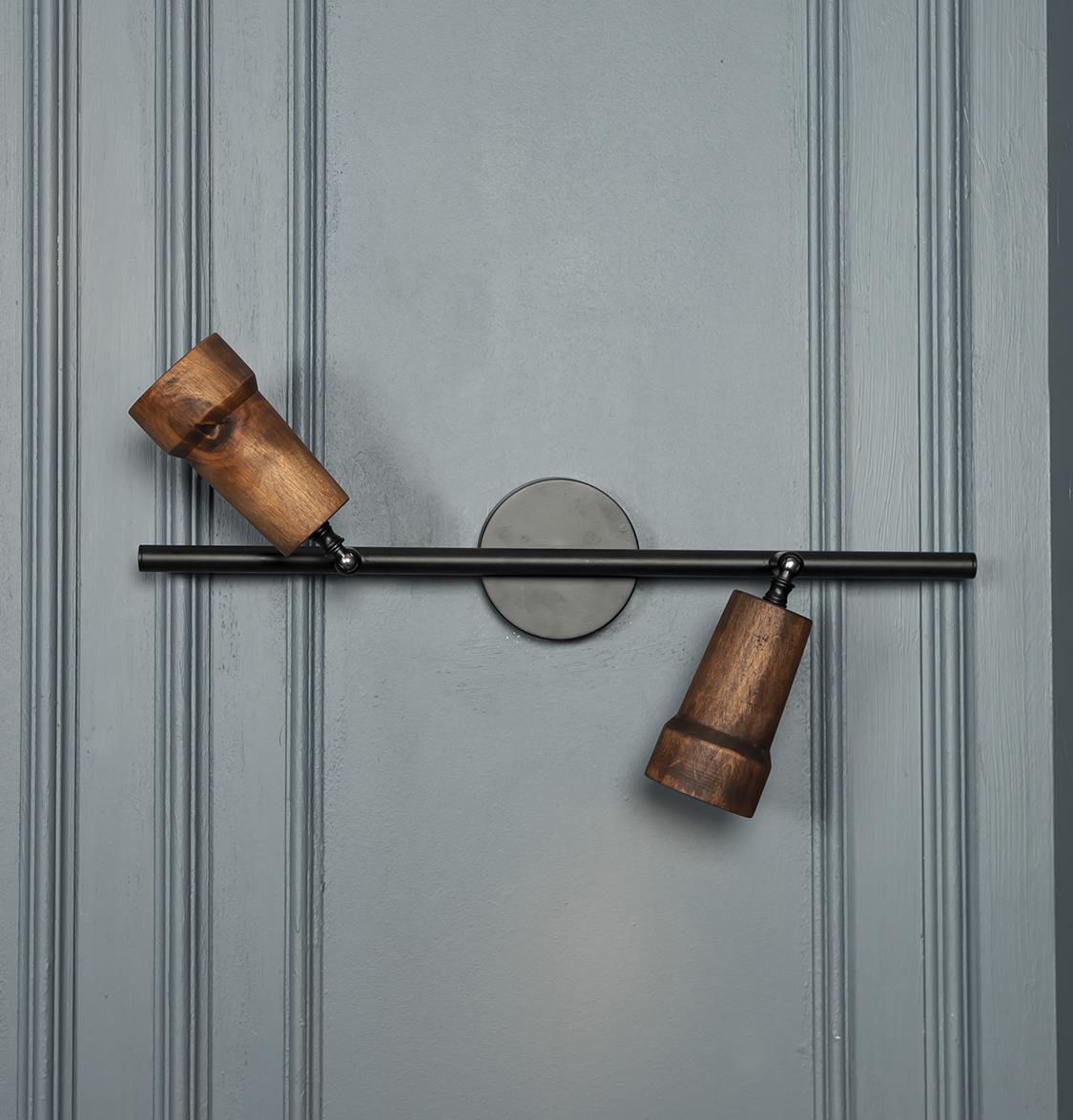 Victoria Double Wood Black Wall Sconce - Heka Lighting & Trading Limited