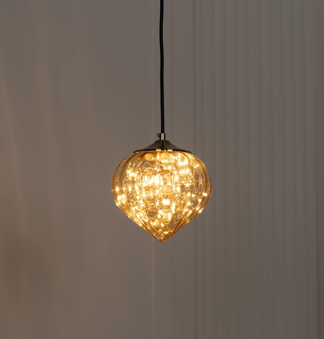 Viyana Teardrop Honey Glass Antique Pendant Light Chandelier 18 Cm - Heka Lighting & Trading Limited