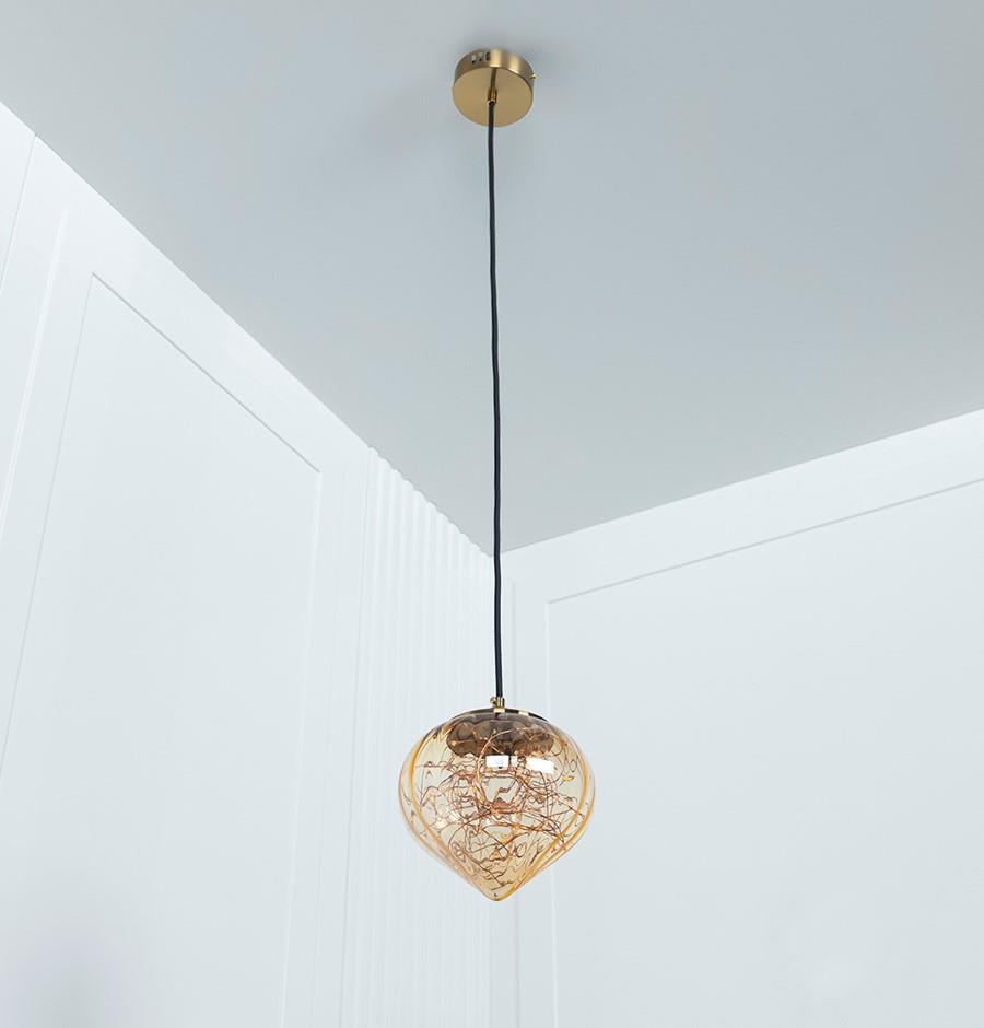 Viyana Teardrop Honey Glass Antique Pendant Light Chandelier 18 Cm - Heka Lighting & Trading Limited