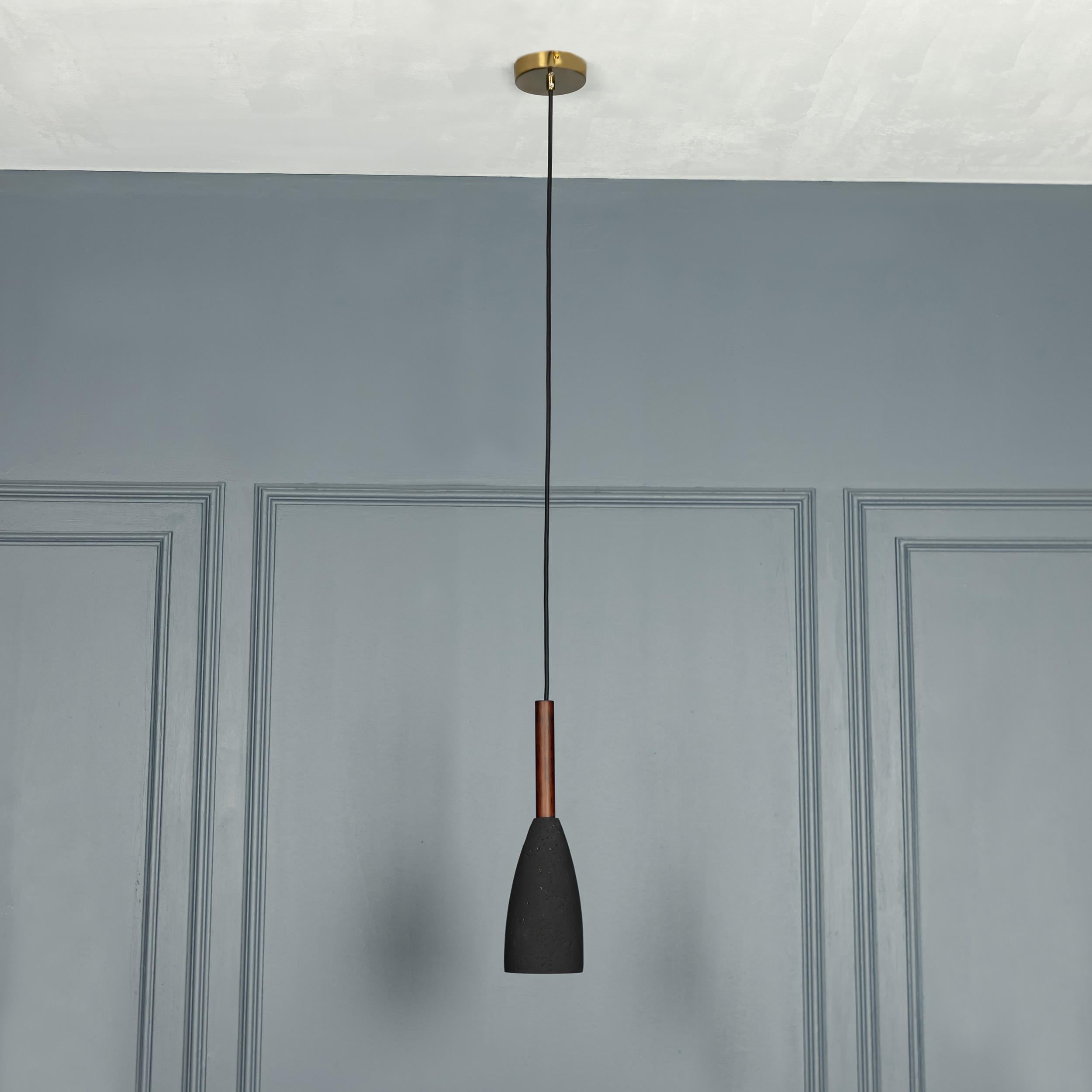 Zada Single Black Concrete E27 Pendant Light Chandelier - Heka Lighting & Trading Limited