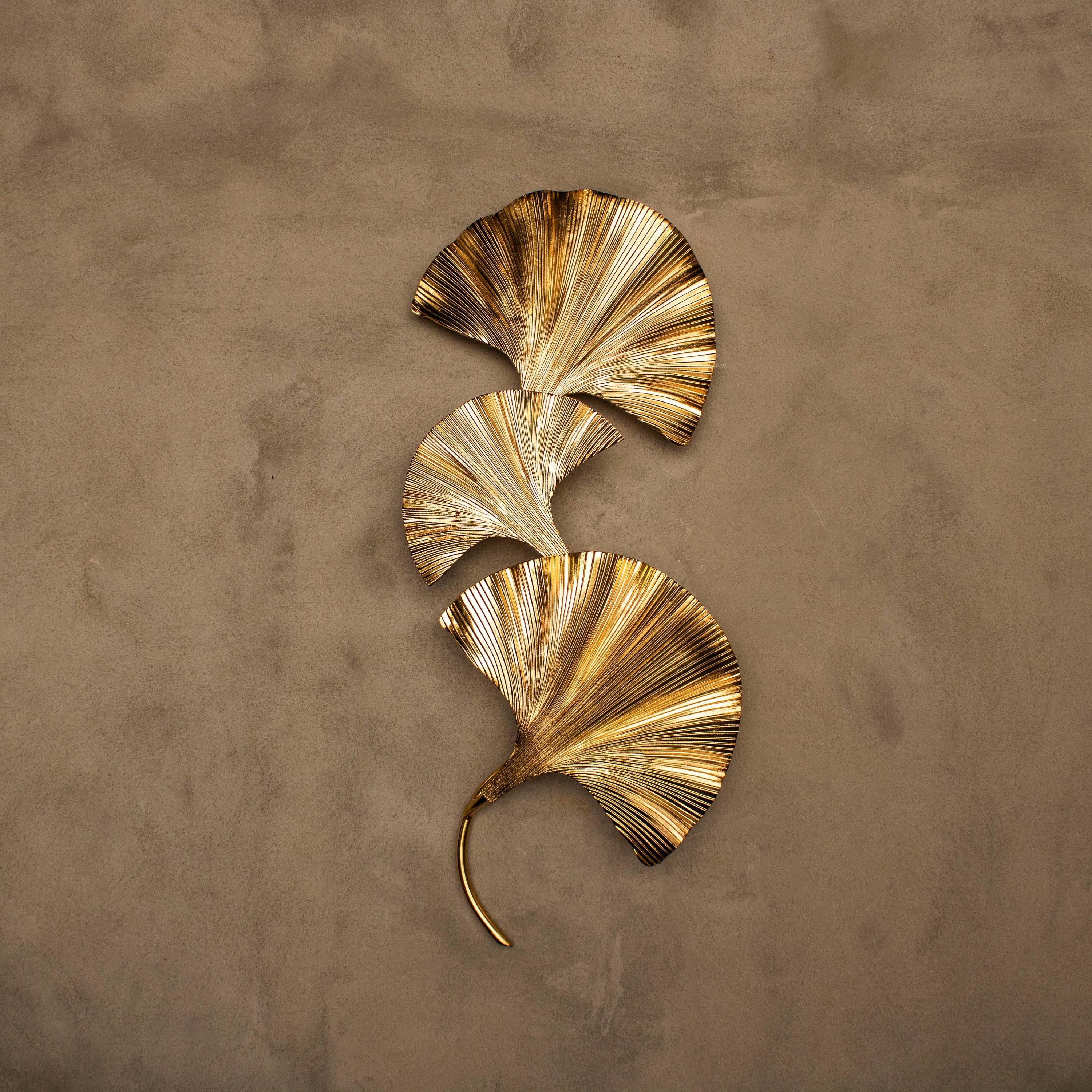Astara Mid Century Triple Ginkgo Leaf Wall Sconce, Handmade Gold Lamp, Home Decor Lighting, Art Deco Wall Art Light - Heka Lighting & Trading Limited