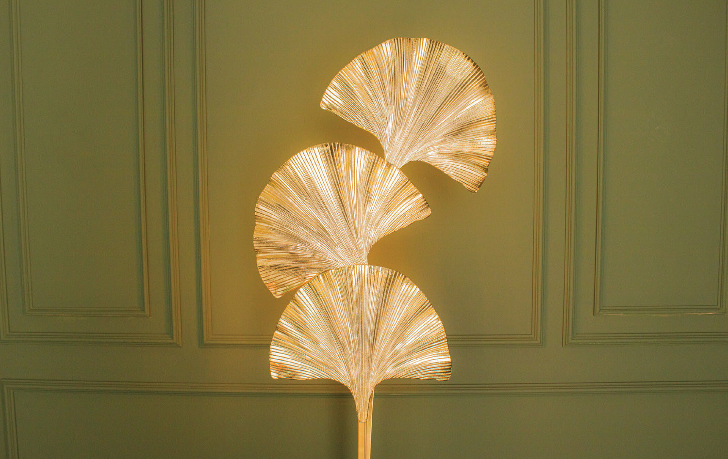 Ginkgo Triple Leaf Floor Lamp, Handmade Art Deco Gold Lamp, Home Decor Art Decor Floor Lighting, Mid Century Floor Light MODEL : ASTARA