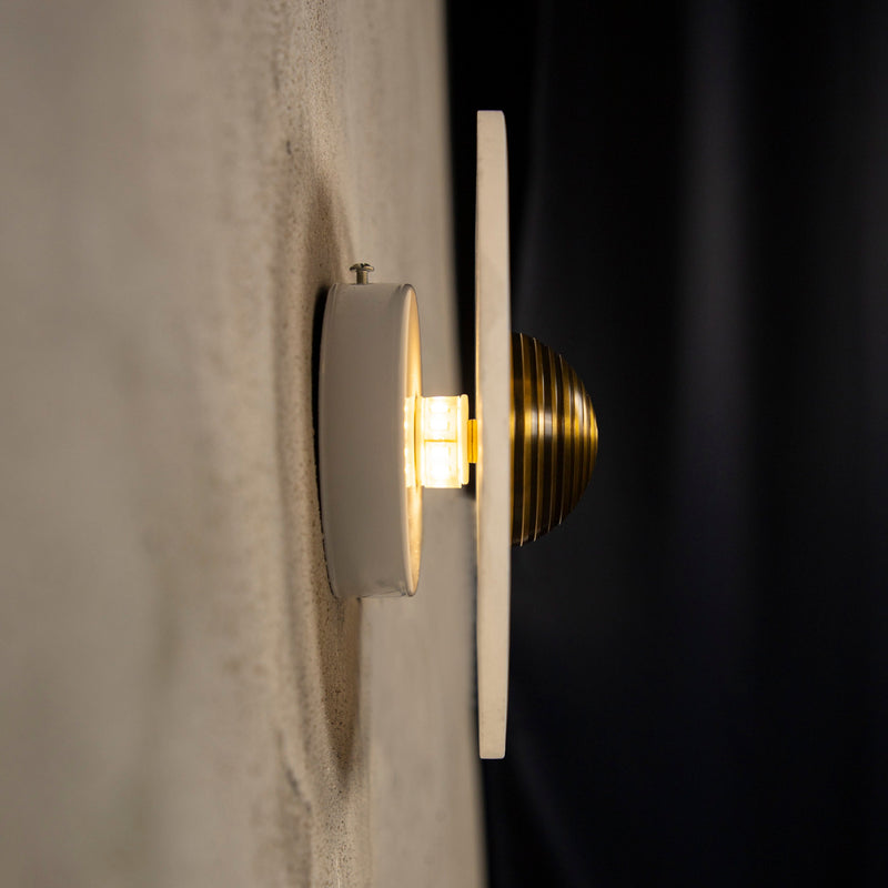 Brass Marble Wall Lights, White Round Sconce Lamp, Modern Home Decor Art Deco LED Light, Housewarming gift Lamp MODEL : KAMPALA