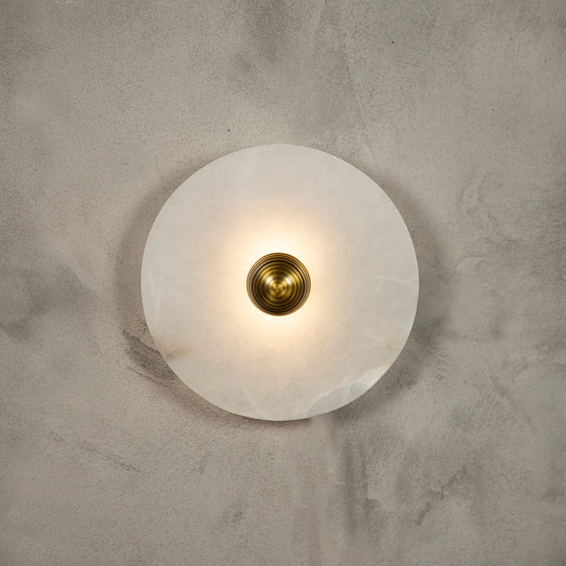 Brass Marble Wall Lights, White Round Sconce Lamp, Modern Home Decor Art Deco LED Light, Housewarming gift Lamp MODEL : KAMPALA