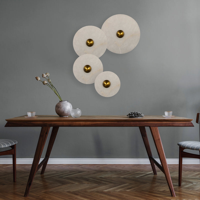 Brass Marble Wall Lights, White Round Sconce Lamp, Modern Home Decor Art Deco LED Light, Housewarming gift Lamp MODEL : KAMPALA