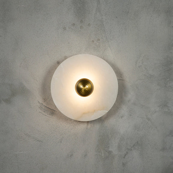 Brass Marble Wall Lights, White Round Sconce Lamp, Modern Home Decor Art Deco LED Light, Housewarming gift Lamp MODEL : KAMPALA